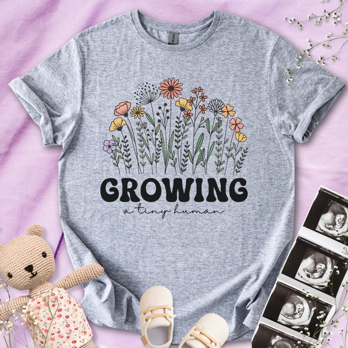 Growing A Tiny Human - Cute Pregnancy Tee