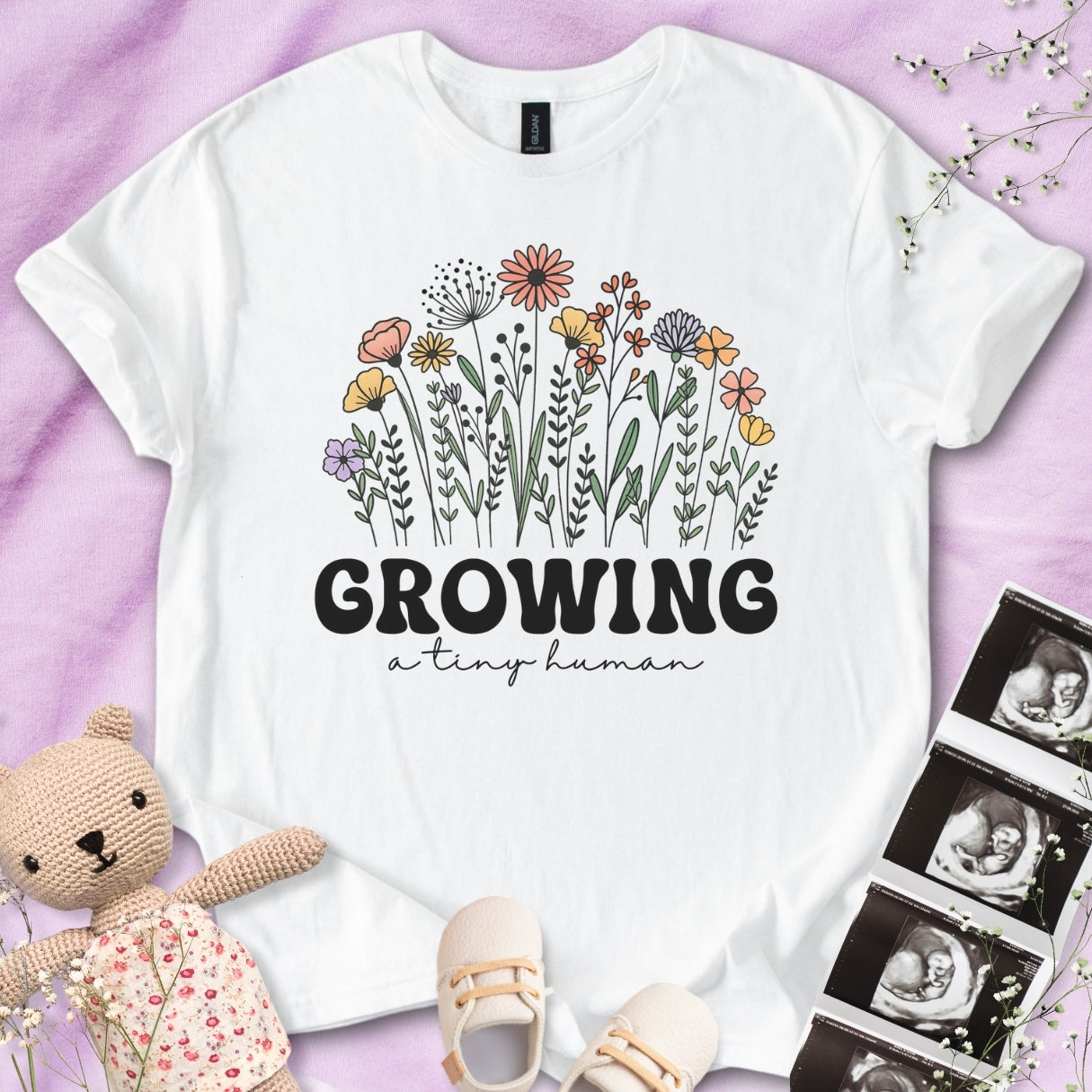 Growing A Tiny Human - Cute Pregnancy Tee