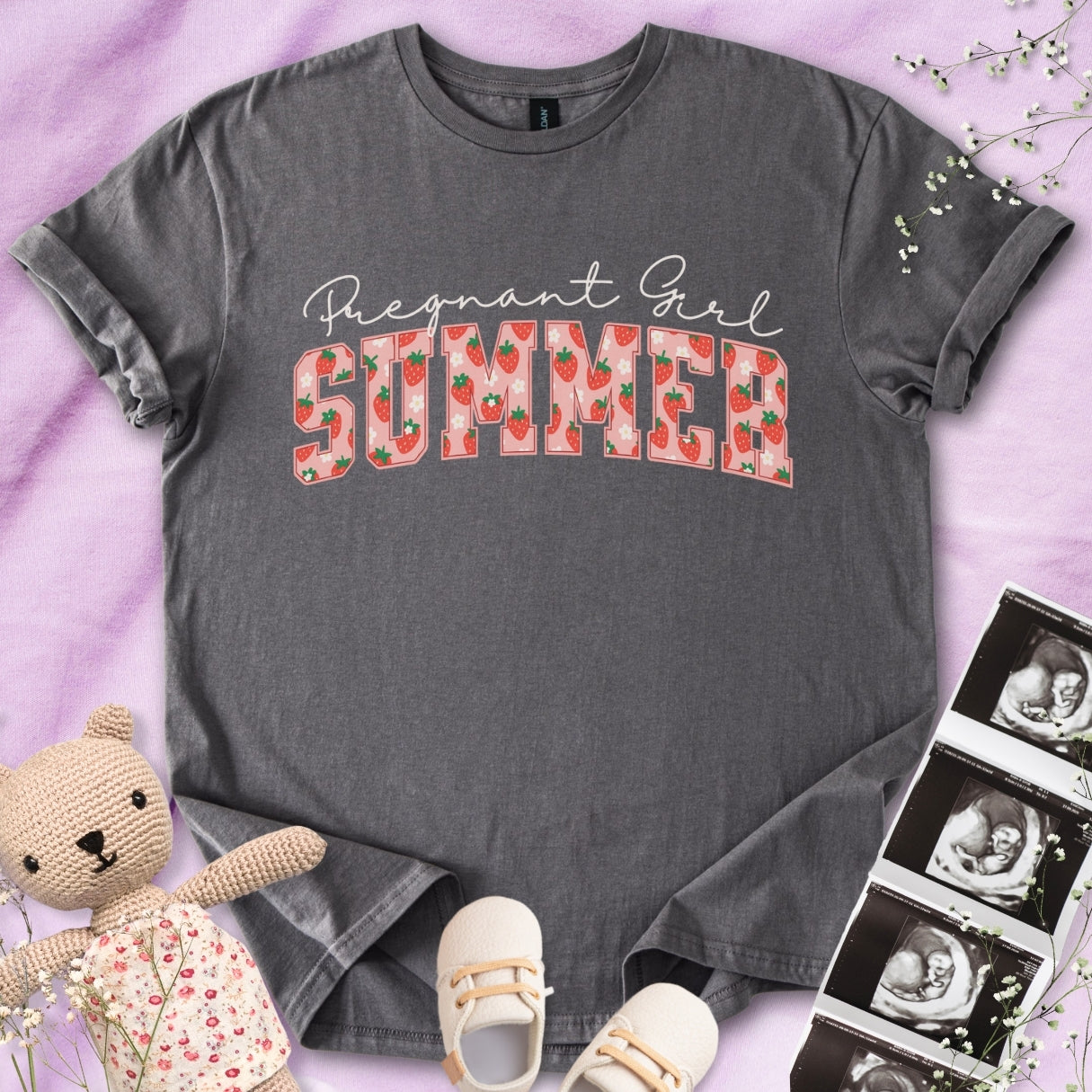 Strawberry Pregnant Girl Summer Tee
