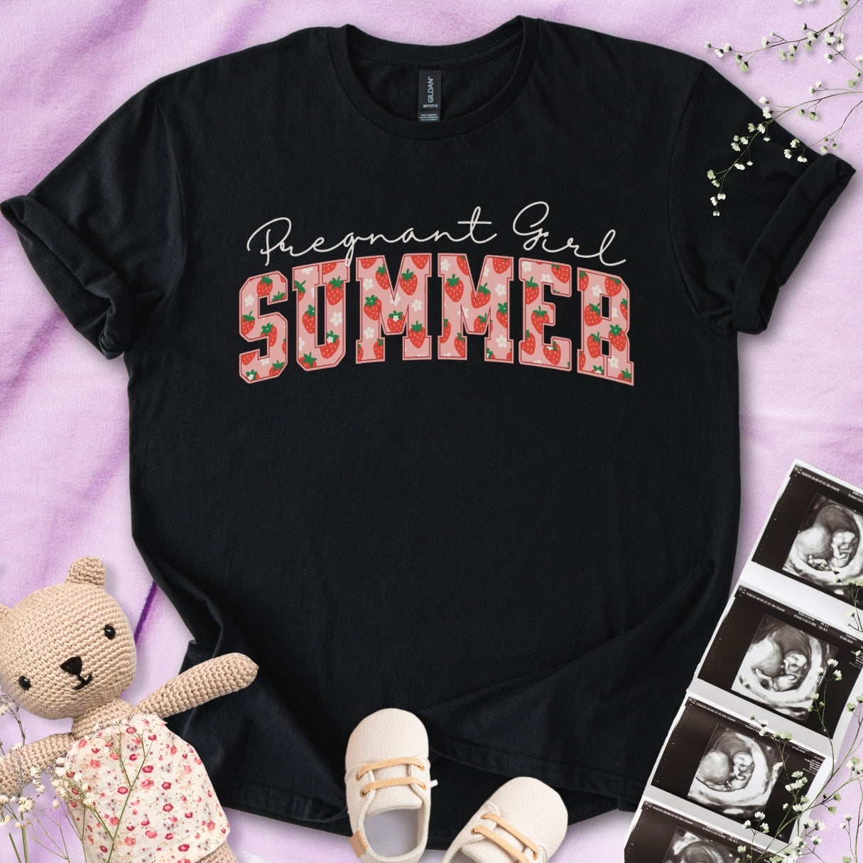 Strawberry Pregnant Girl Summer Tee