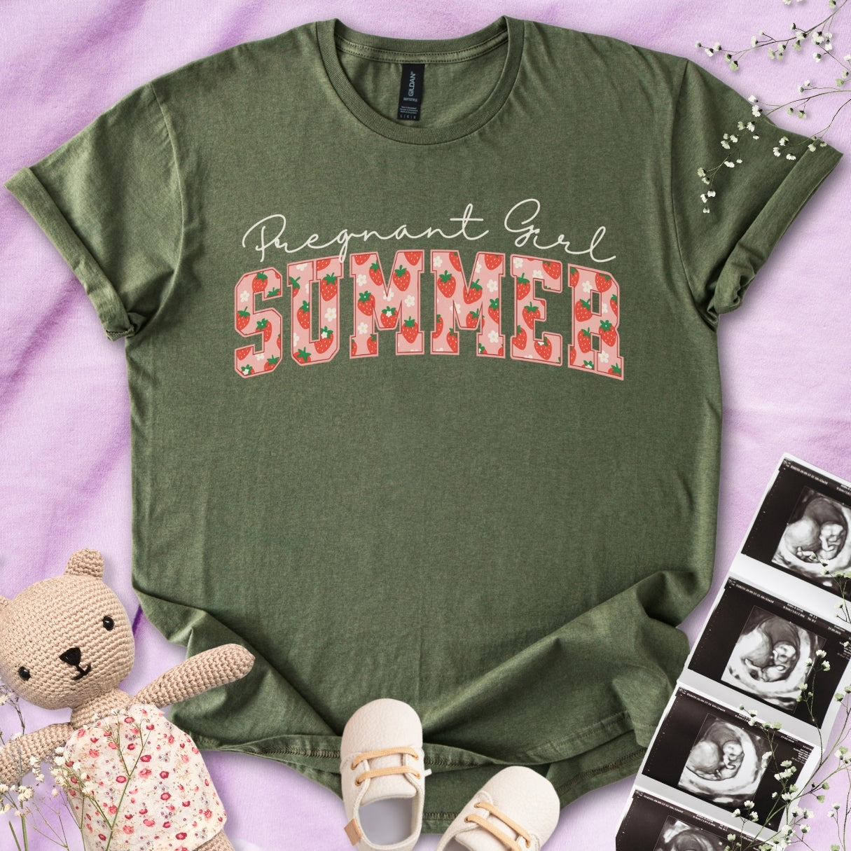 Strawberry Pregnant Girl Summer Tee