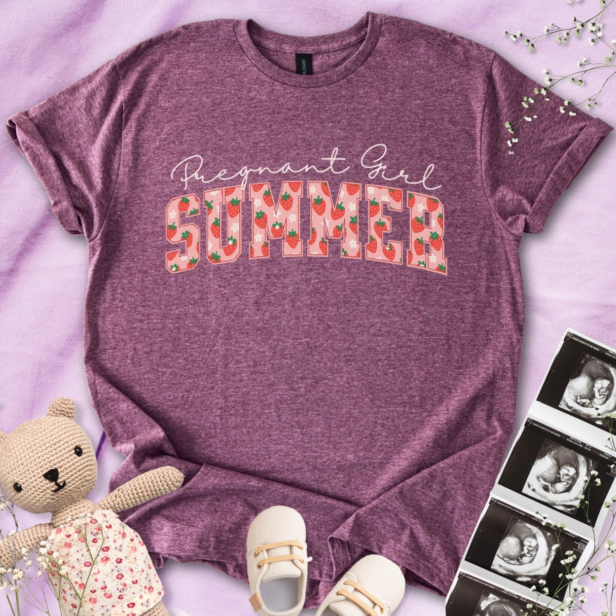 Strawberry Pregnant Girl Summer Tee