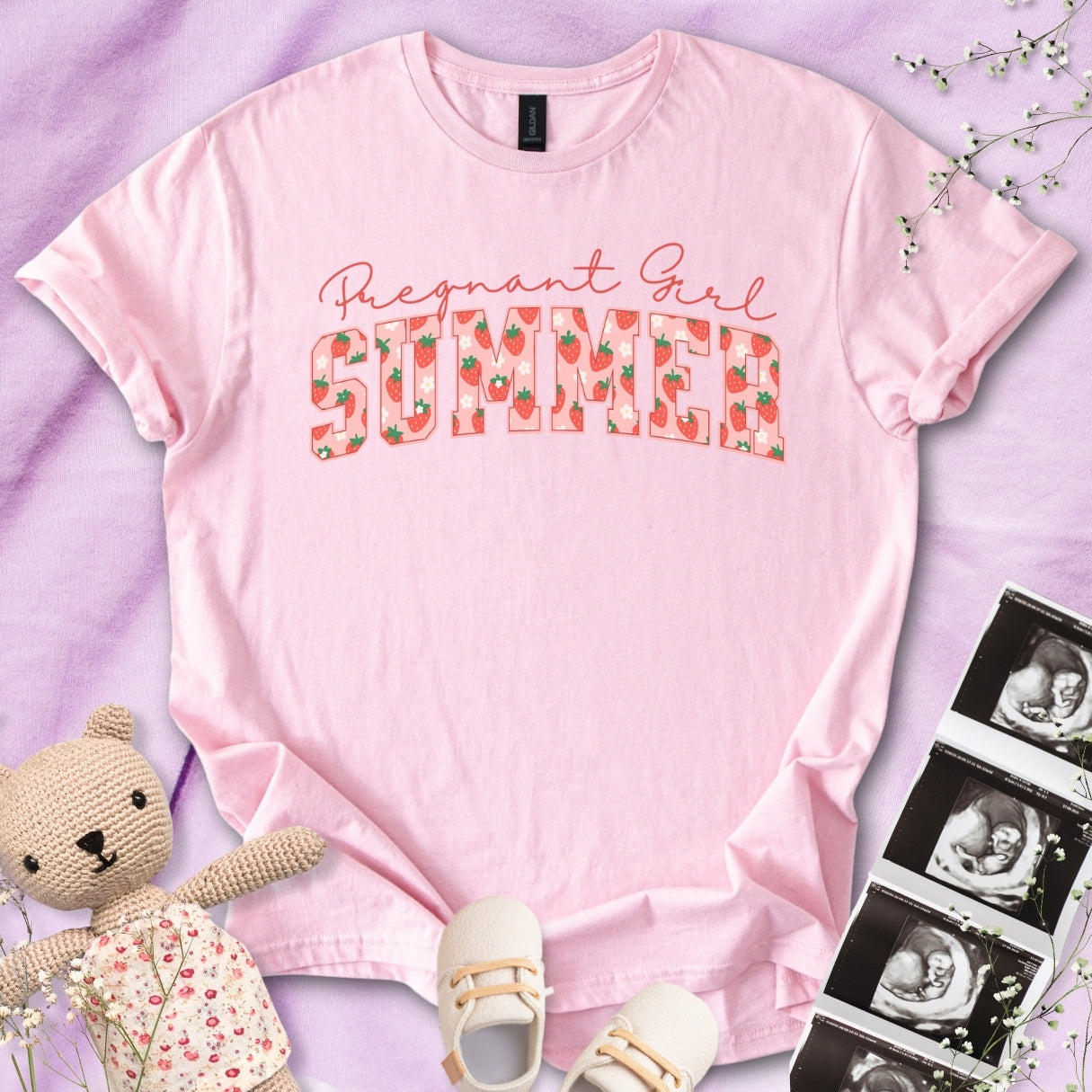 Strawberry Pregnant Girl Summer Tee