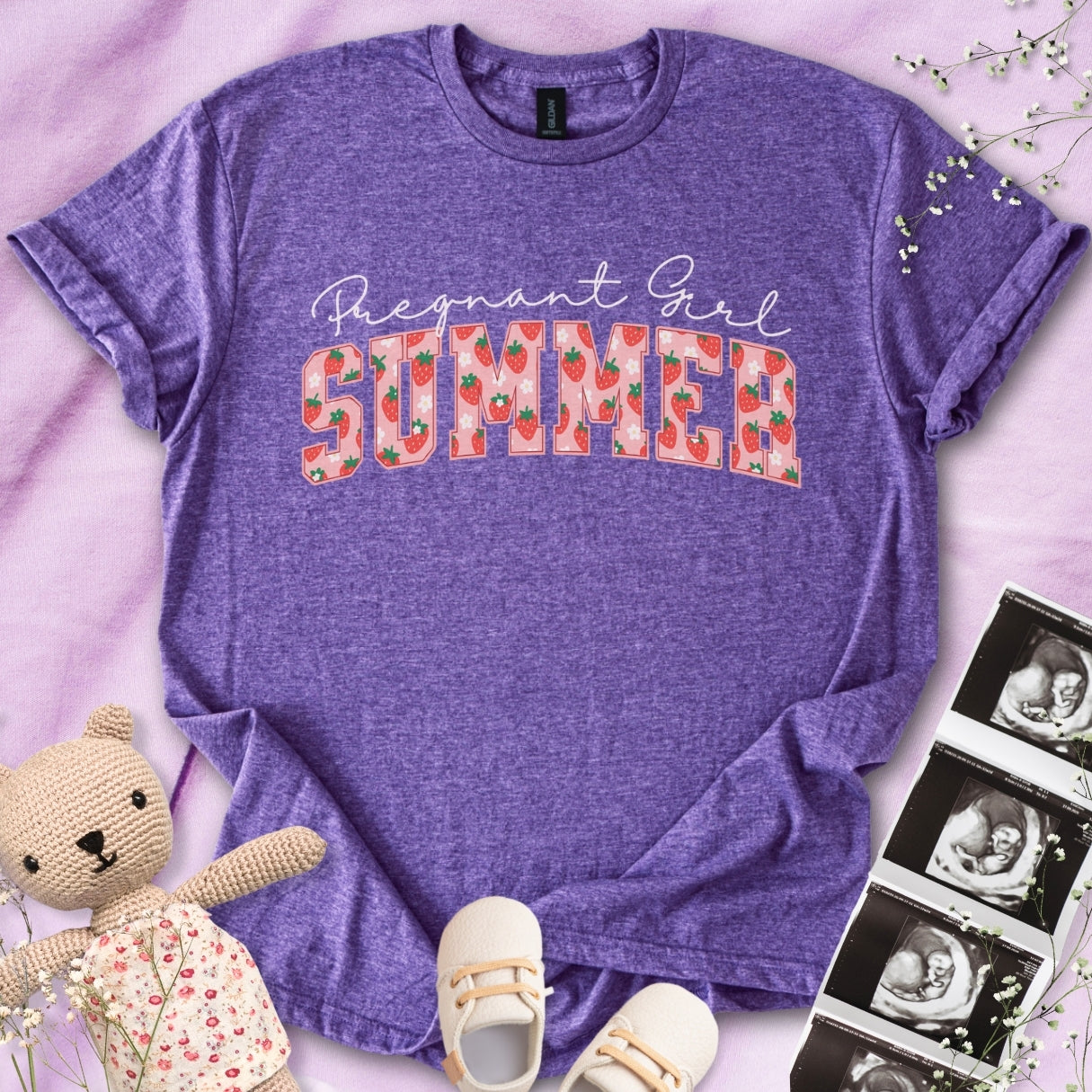Strawberry Pregnant Girl Summer Tee