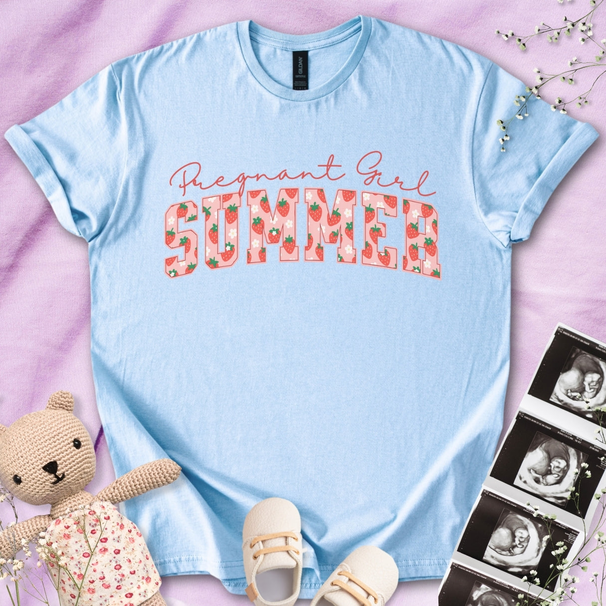 Strawberry Pregnant Girl Summer Tee