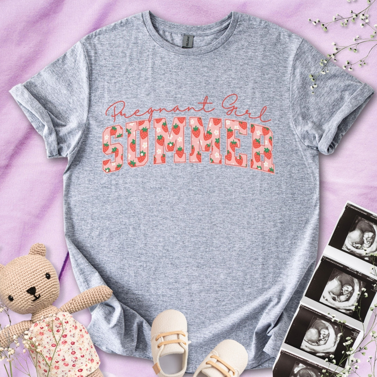 Strawberry Pregnant Girl Summer Tee