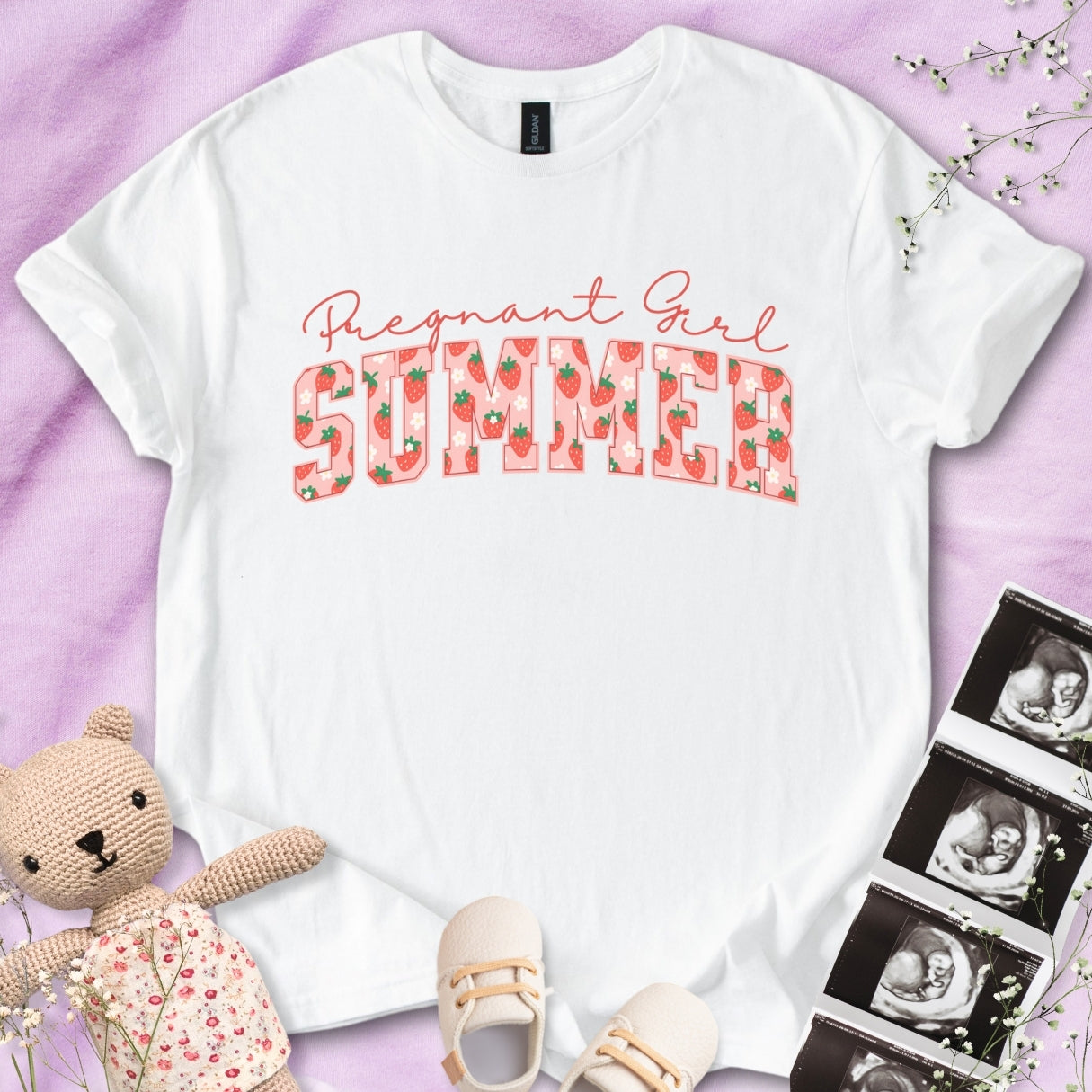 Strawberry Pregnant Girl Summer Tee