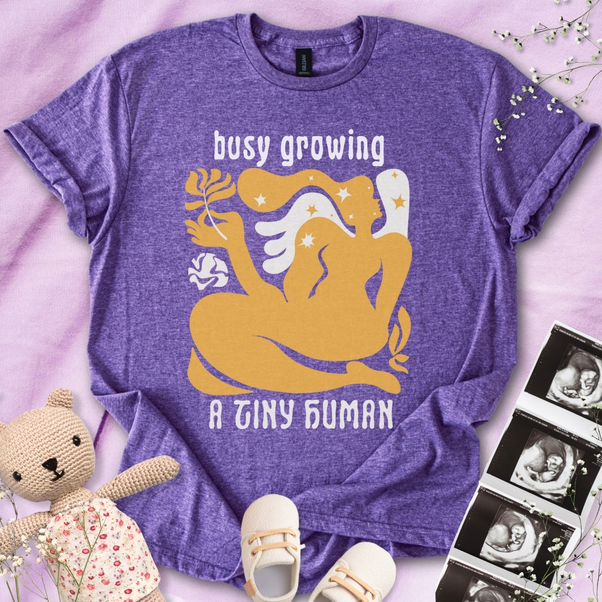 Busy Growing A Tiny Human - Retro Art Tee