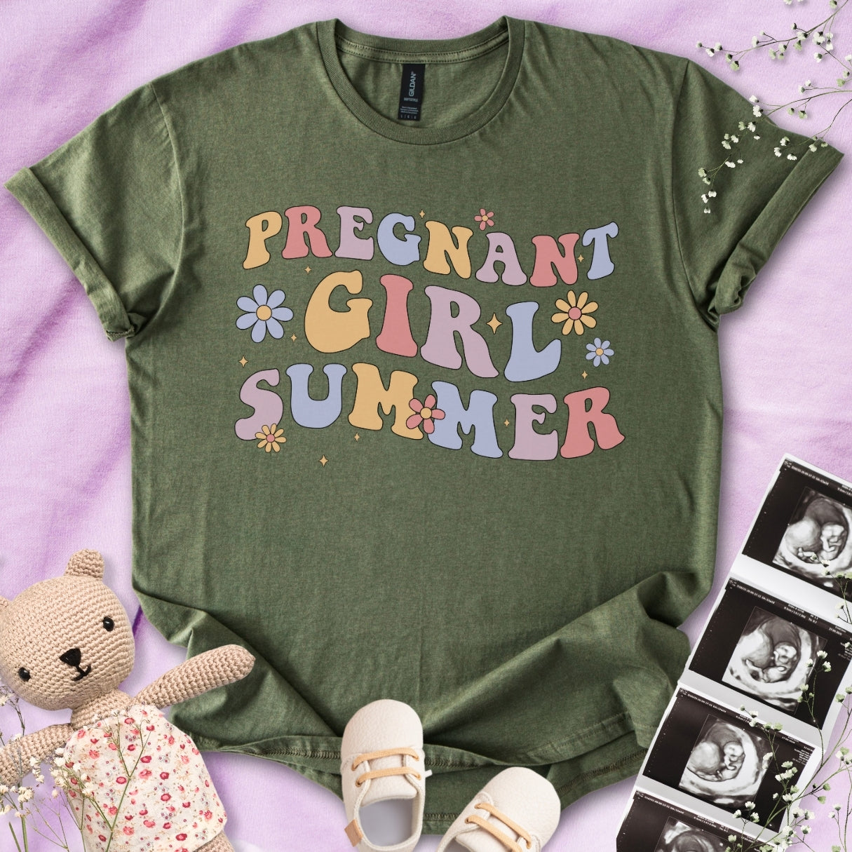 Pregnant Girl Summer Wavy Tee