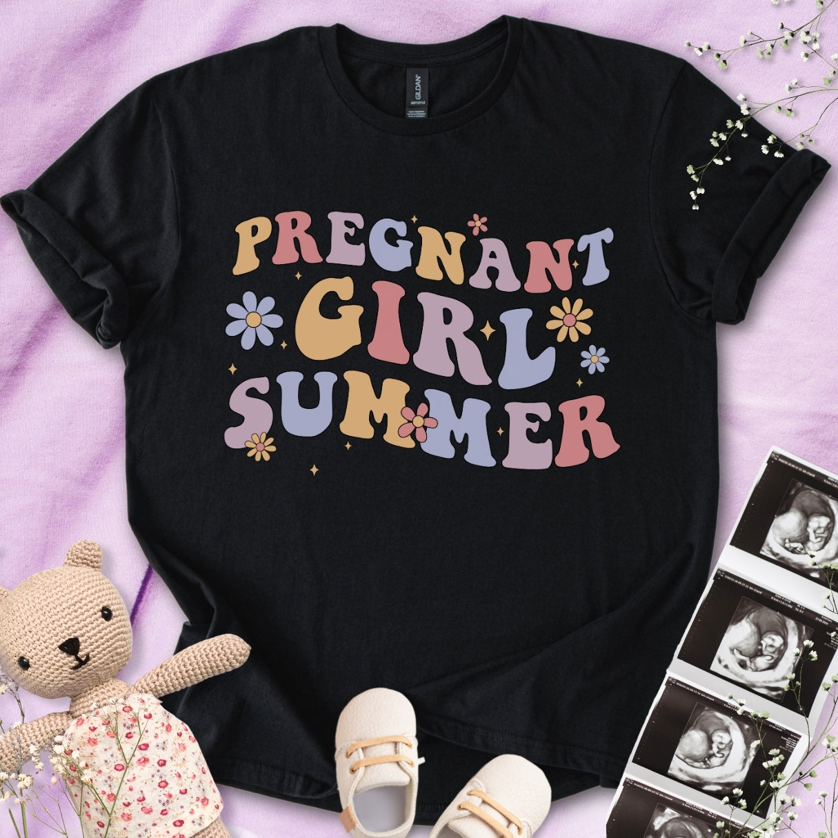 Pregnant Girl Summer Wavy Tee