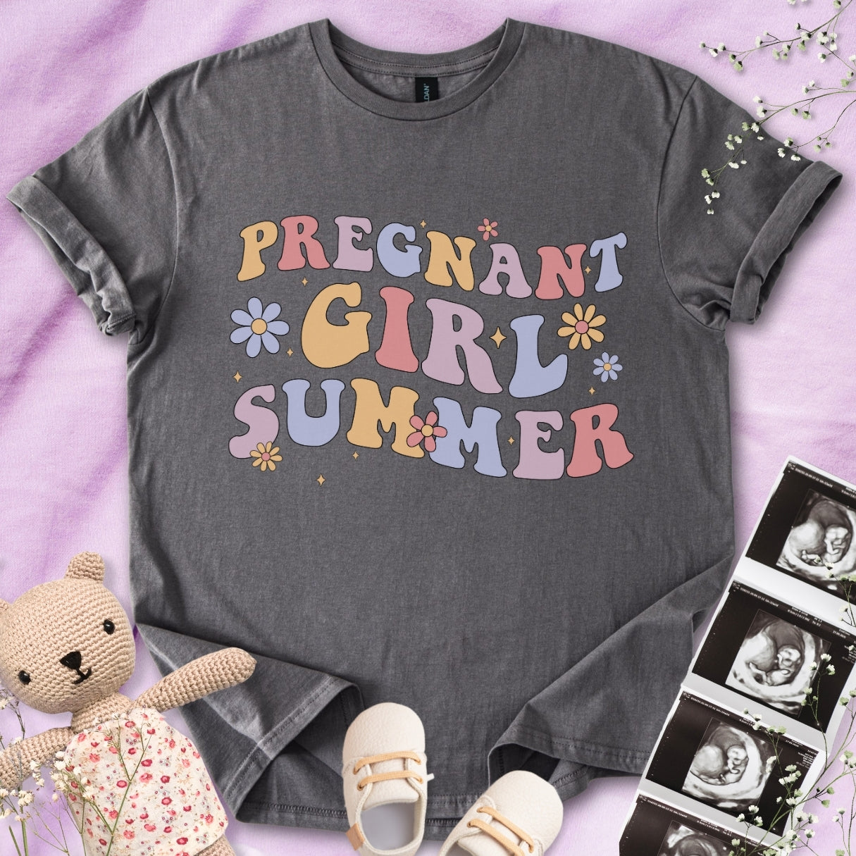 Pregnant Girl Summer Wavy Tee