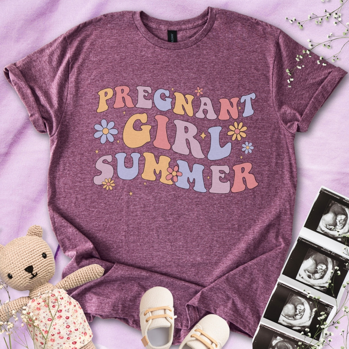 Pregnant Girl Summer Wavy Tee