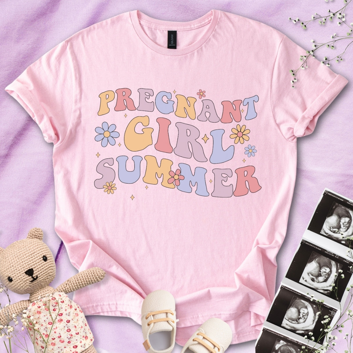 Pregnant Girl Summer Wavy Tee