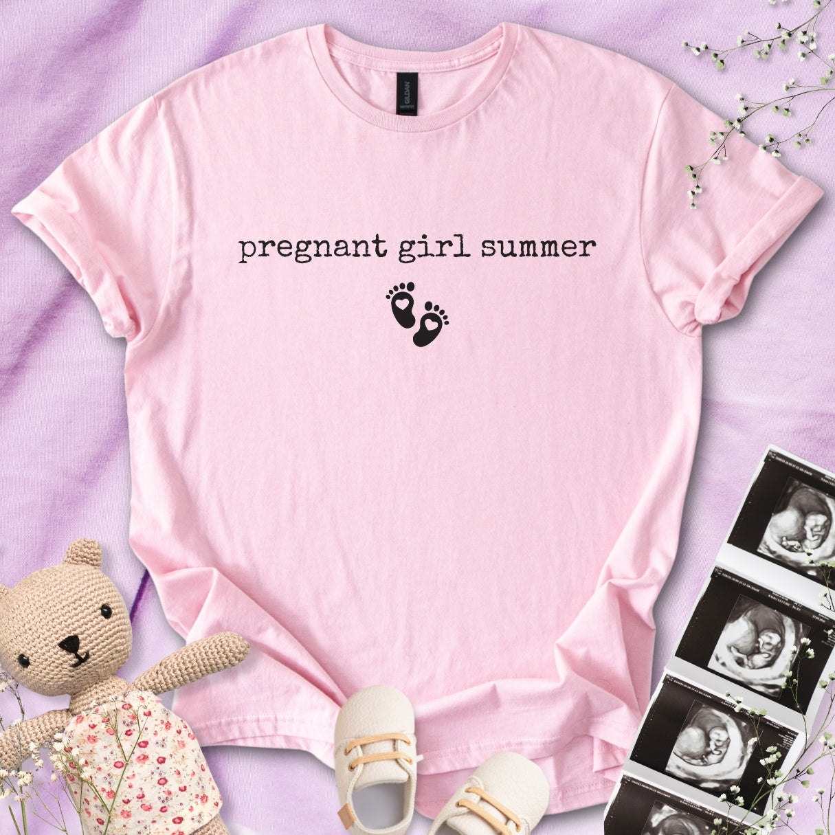 Pregnant Girl Summer - Print Font Tee