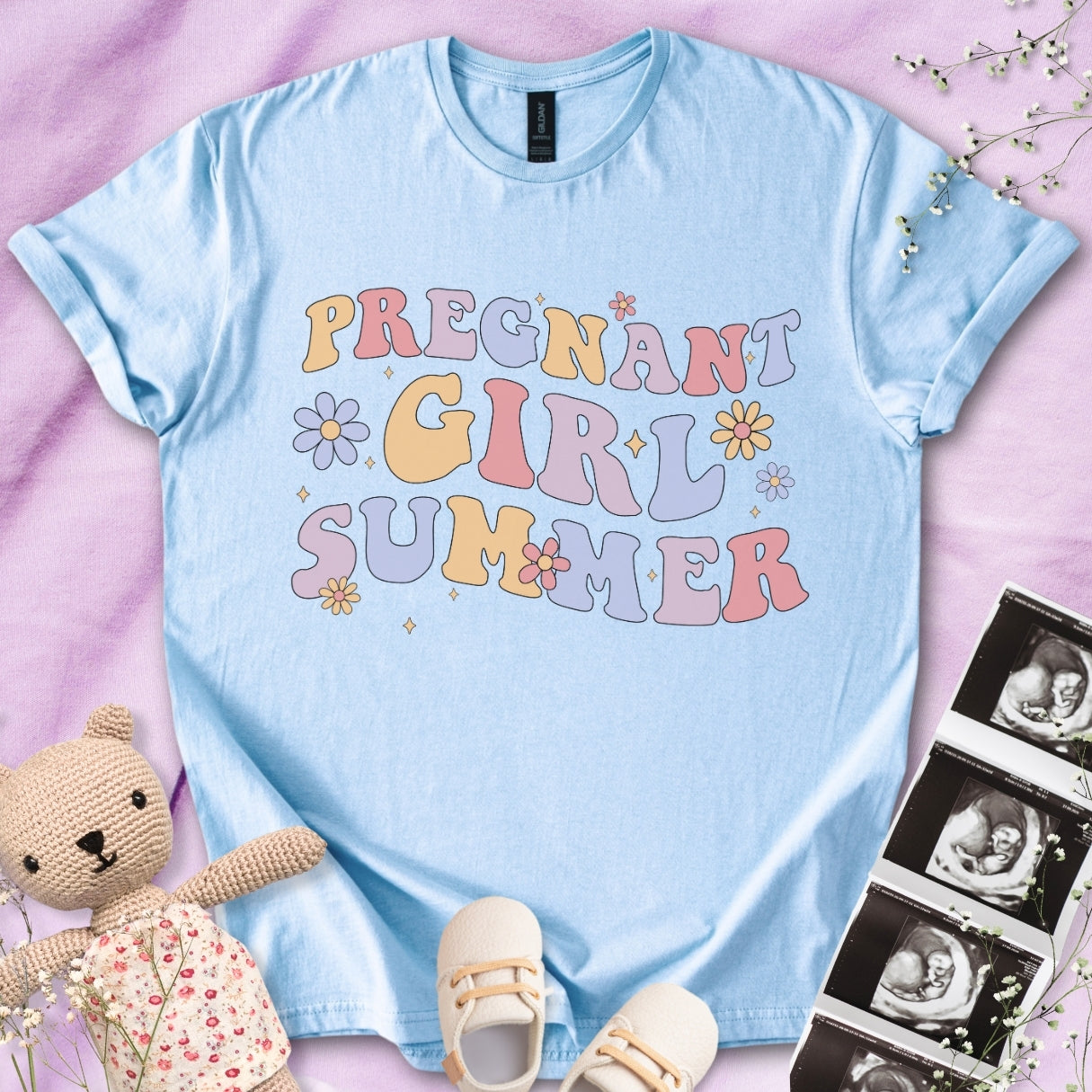 Pregnant Girl Summer Wavy Tee