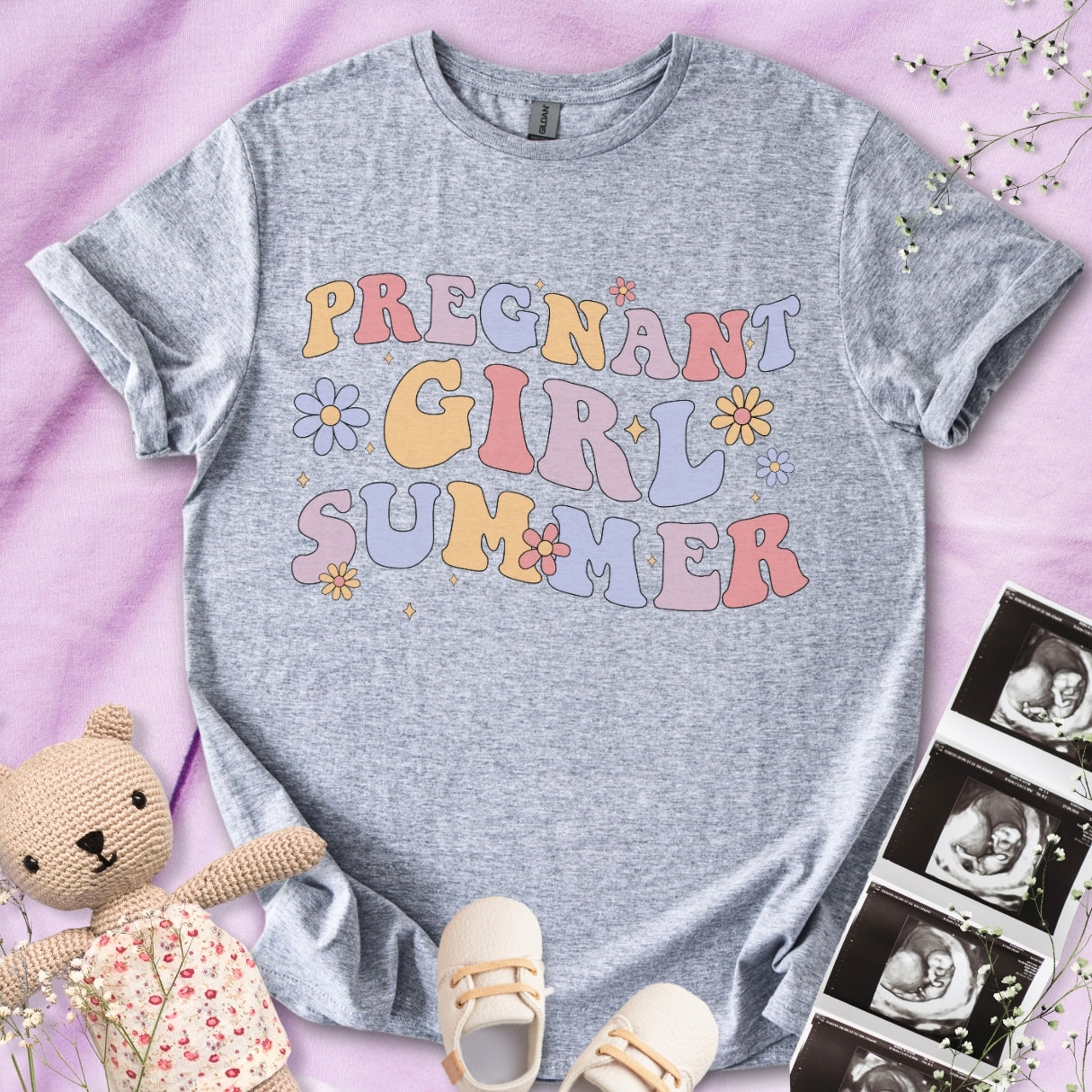 Pregnant Girl Summer Wavy Tee