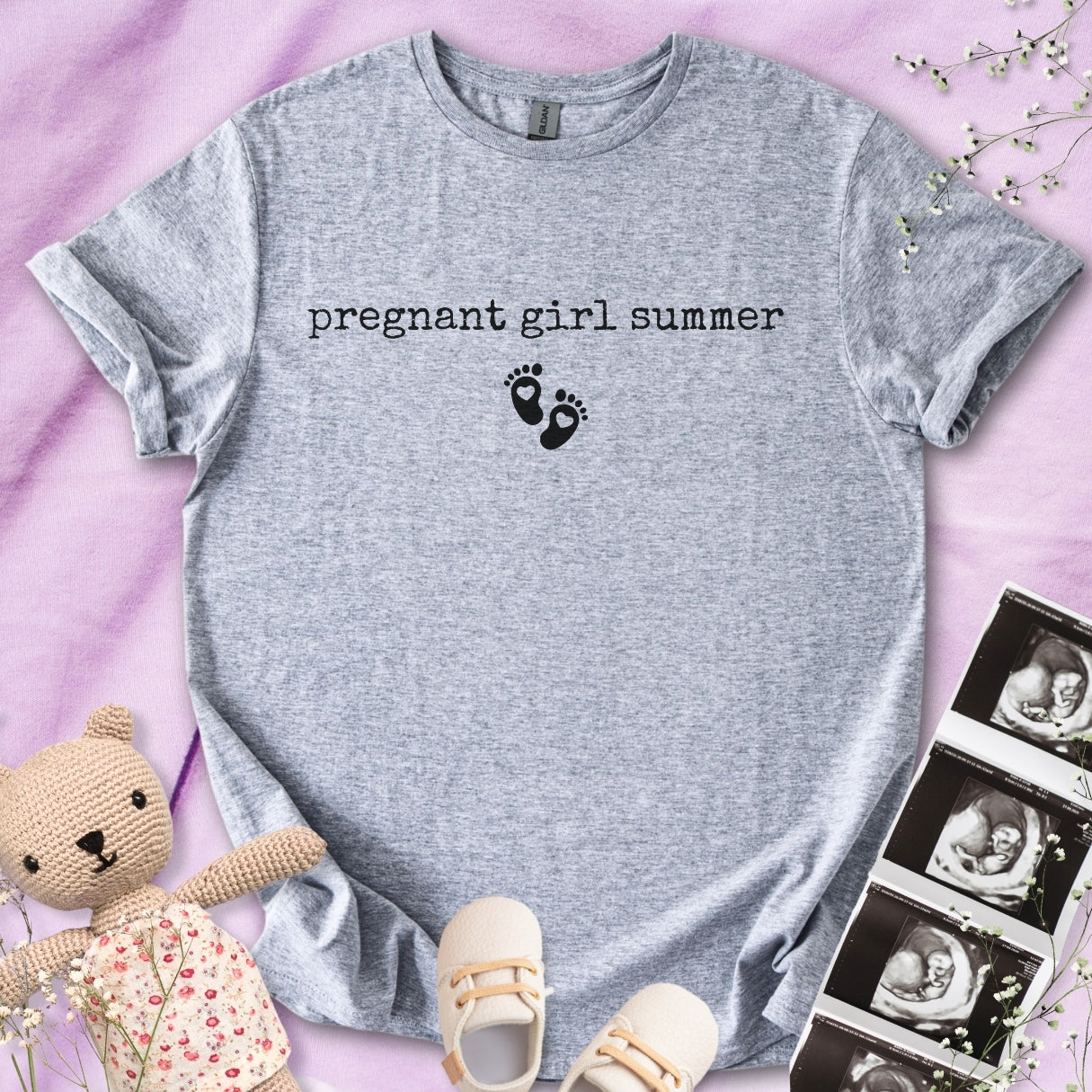 Pregnant Girl Summer - Print Font Tee