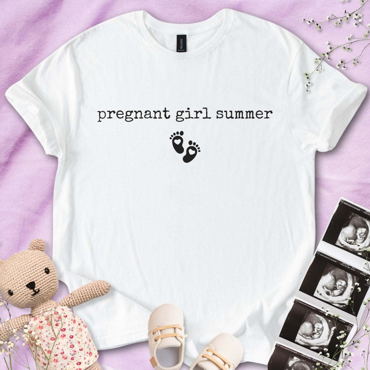 Pregnant Girl Summer - Print Font Tee