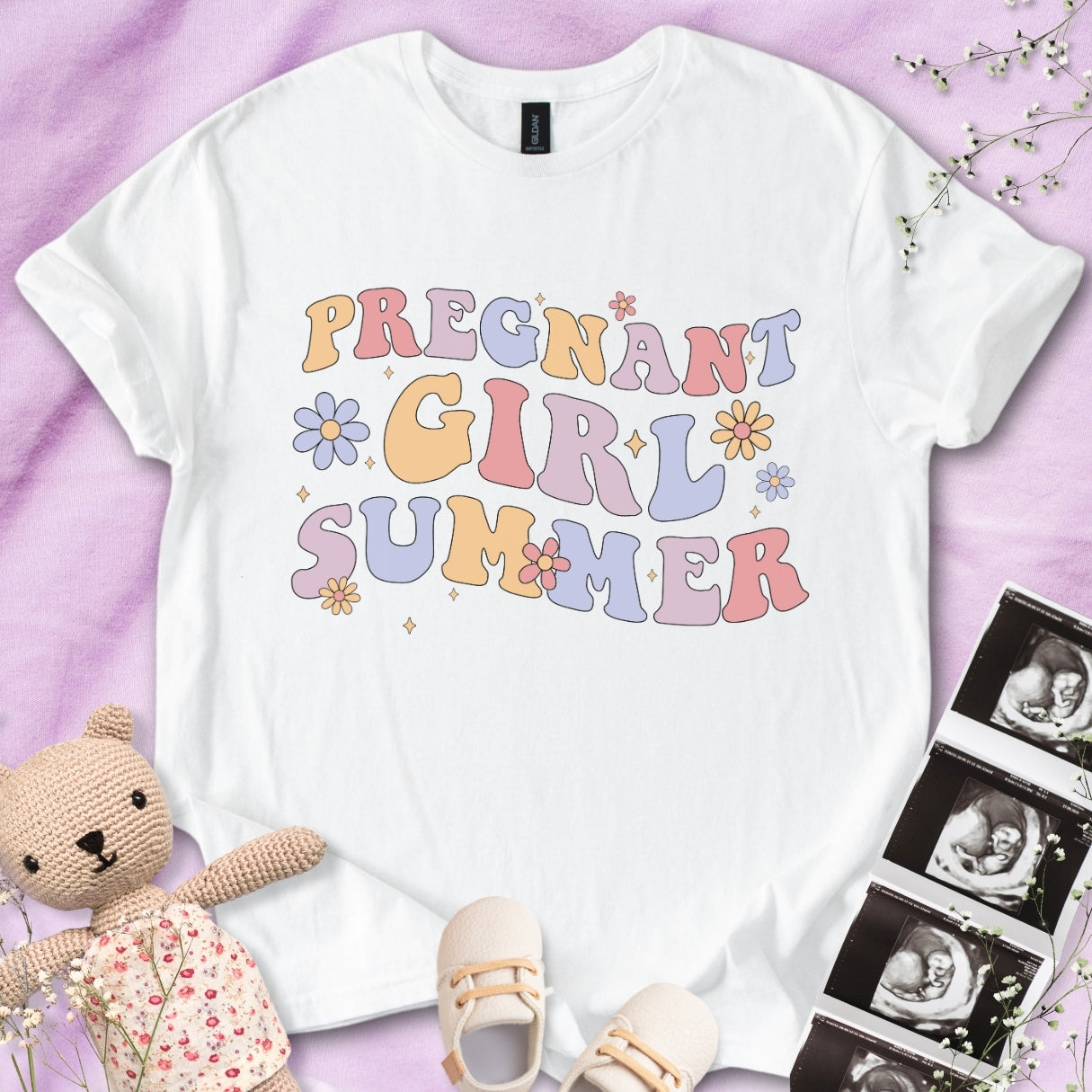 Pregnant Girl Summer Wavy Tee