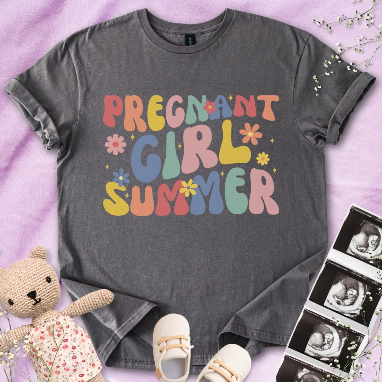 Colorful Pregnant Girl Summer Tee