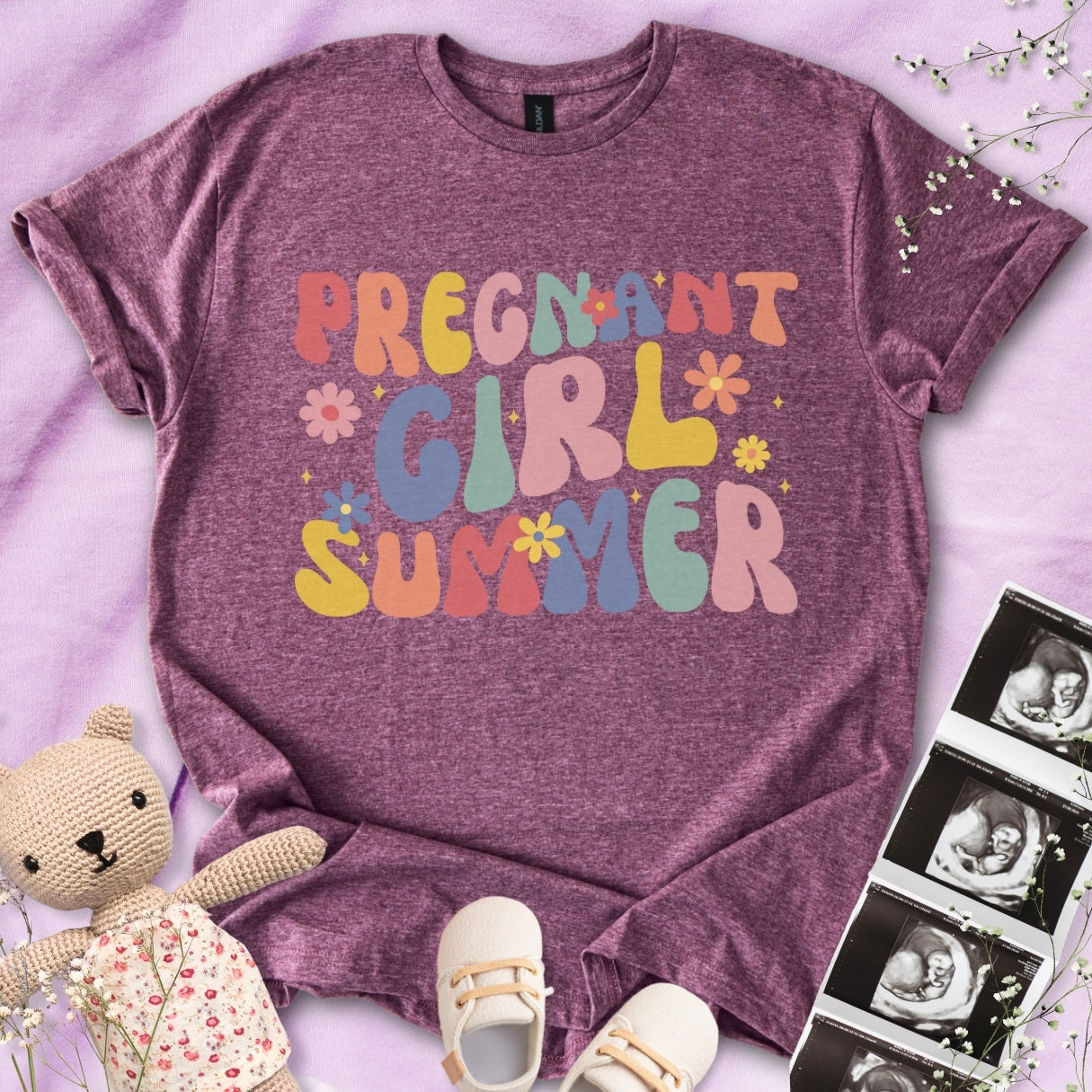 Colorful Pregnant Girl Summer Tee
