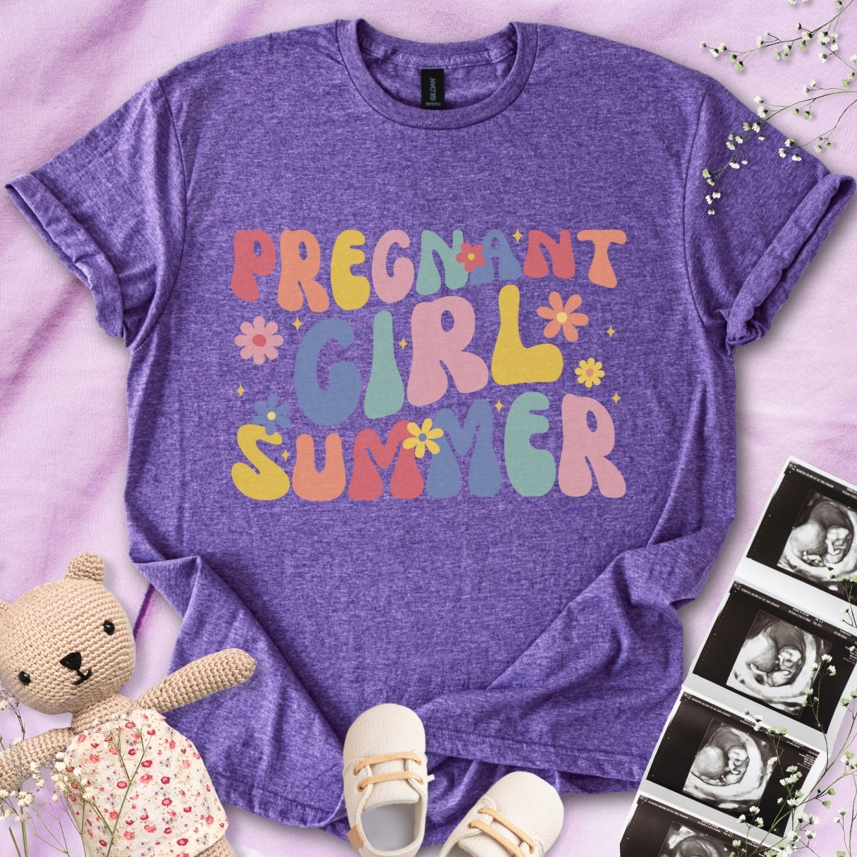 Colorful Pregnant Girl Summer Tee