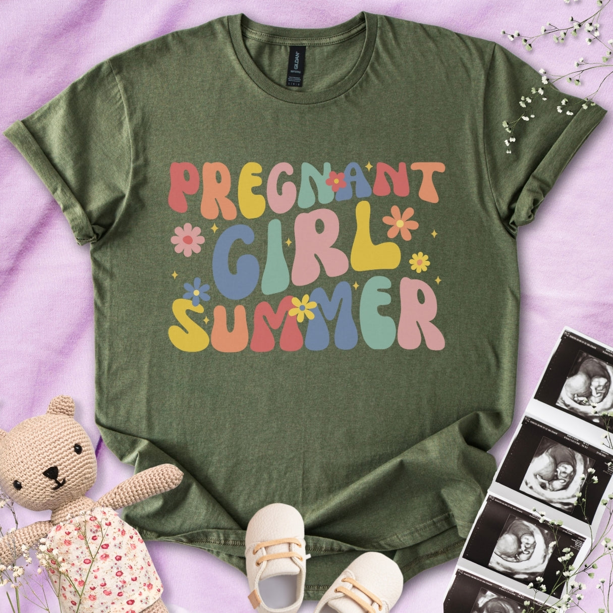 Colorful Pregnant Girl Summer Tee