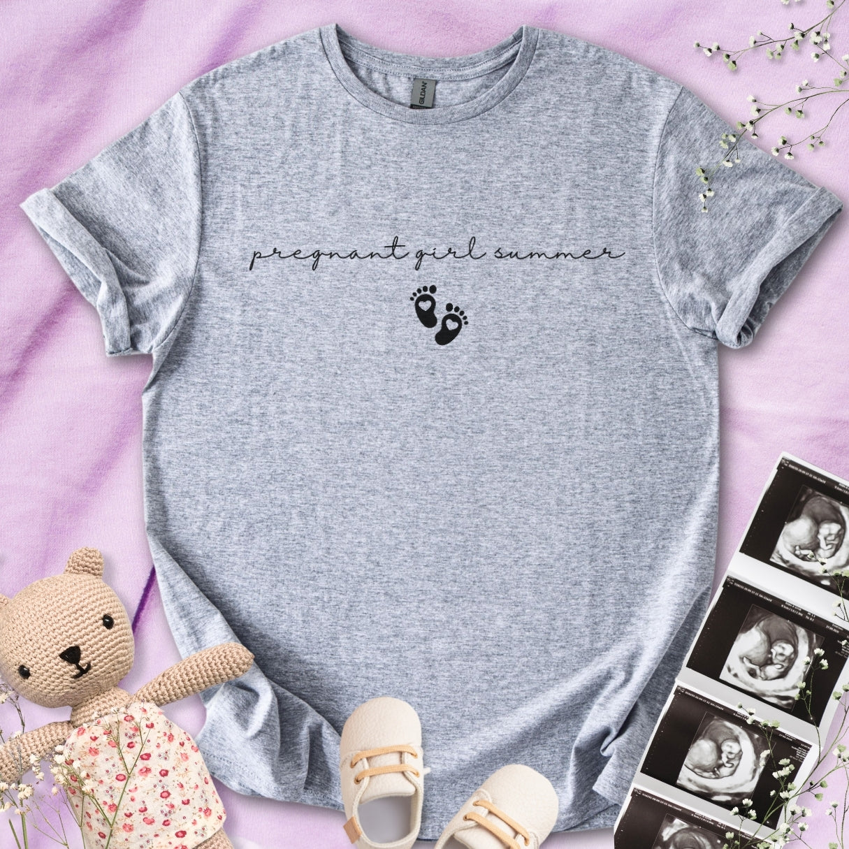Pregnant Girl Summer - Handwritten Font Tshirt