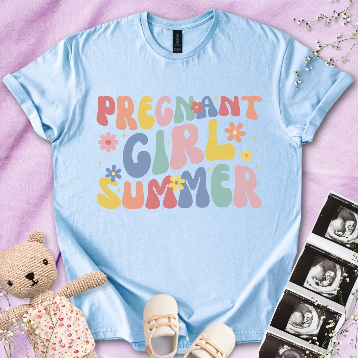 Colorful Pregnant Girl Summer Tee