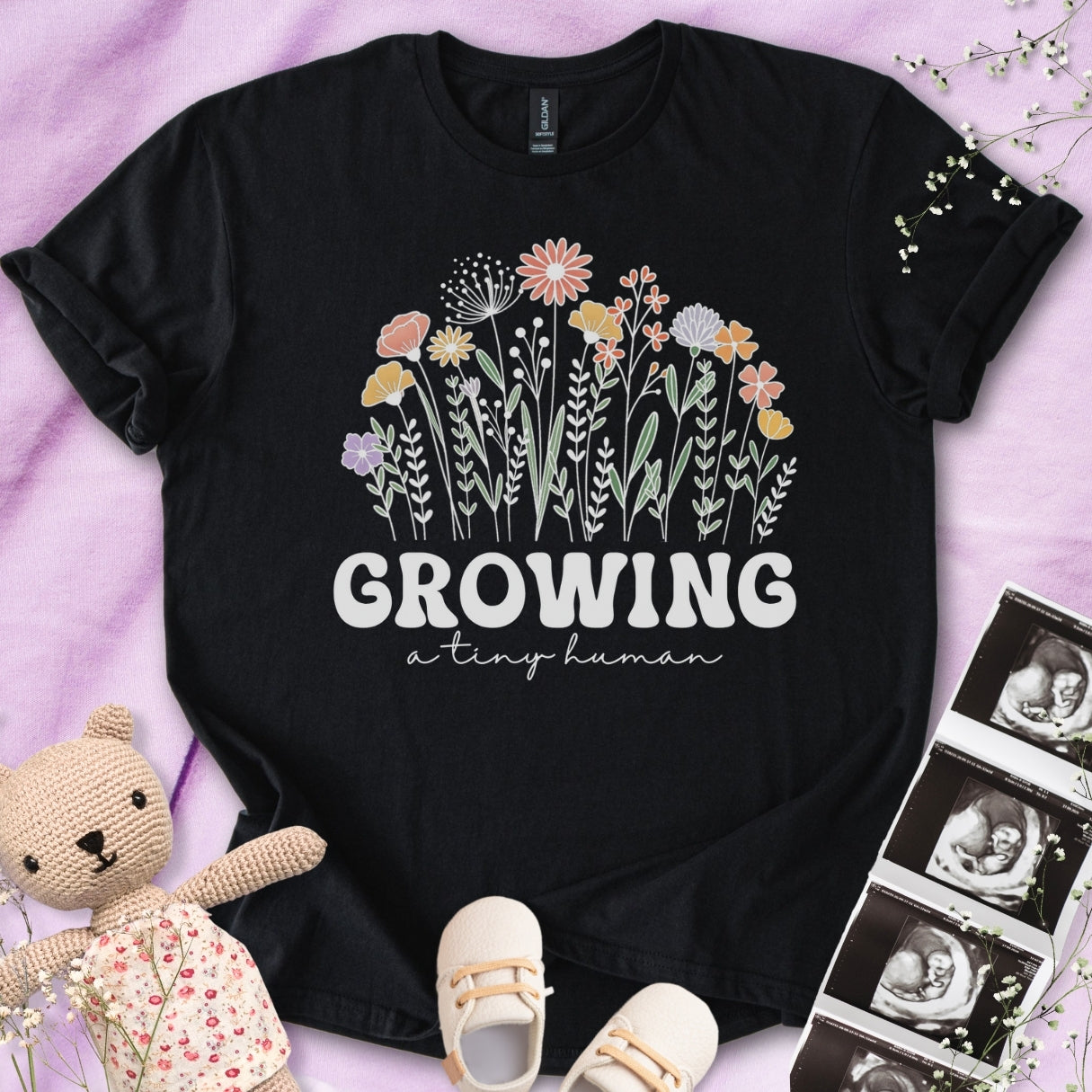 Growing A Tiny Human - Cute Pregnancy Tee