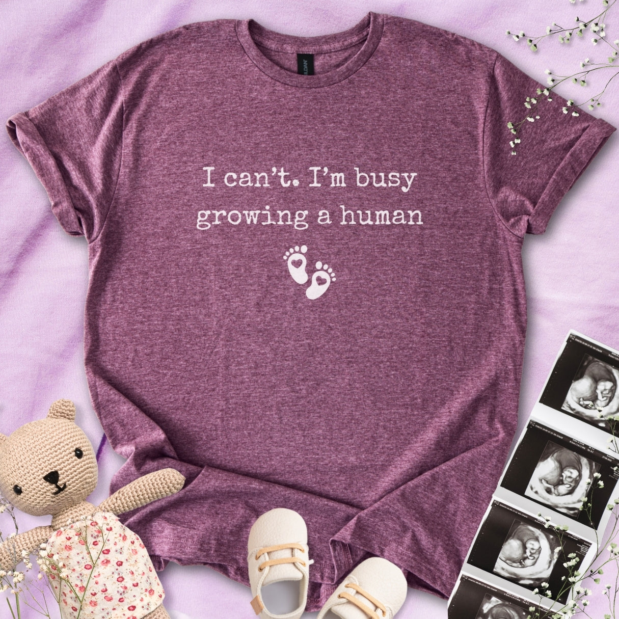 I Can't I'm Busy Growing A Human Minimalistic Tee