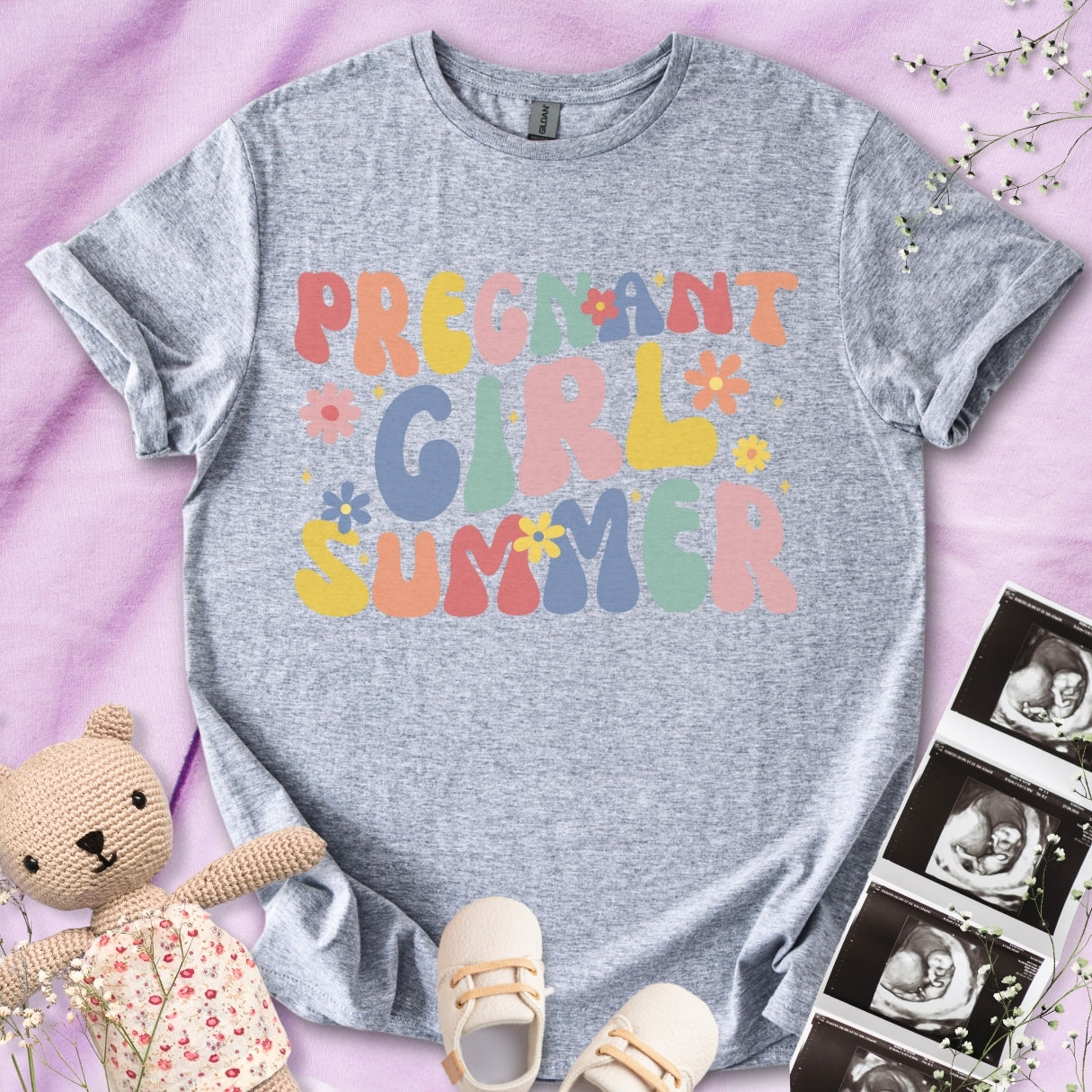 Colorful Pregnant Girl Summer Tee