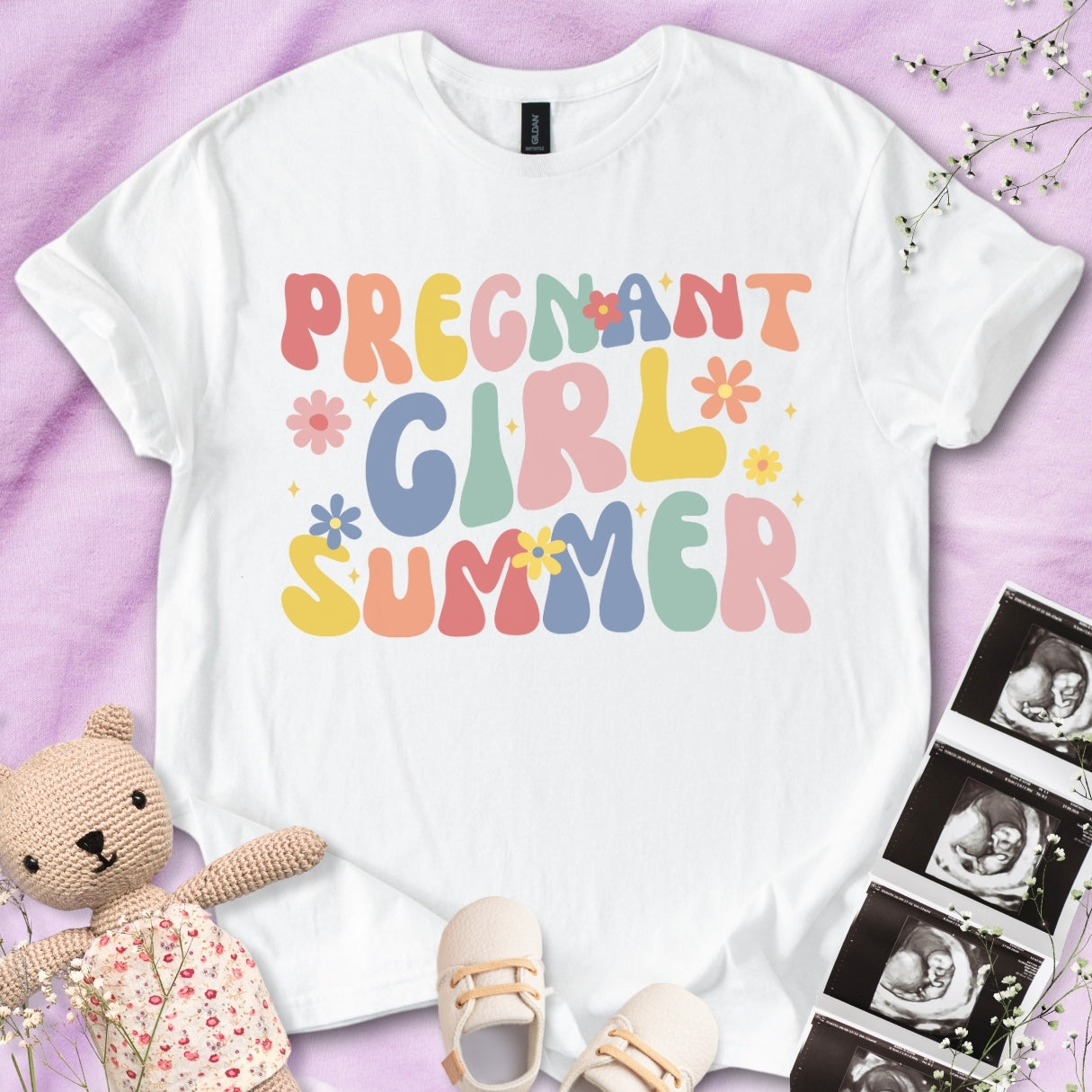 Colorful Pregnant Girl Summer Tee
