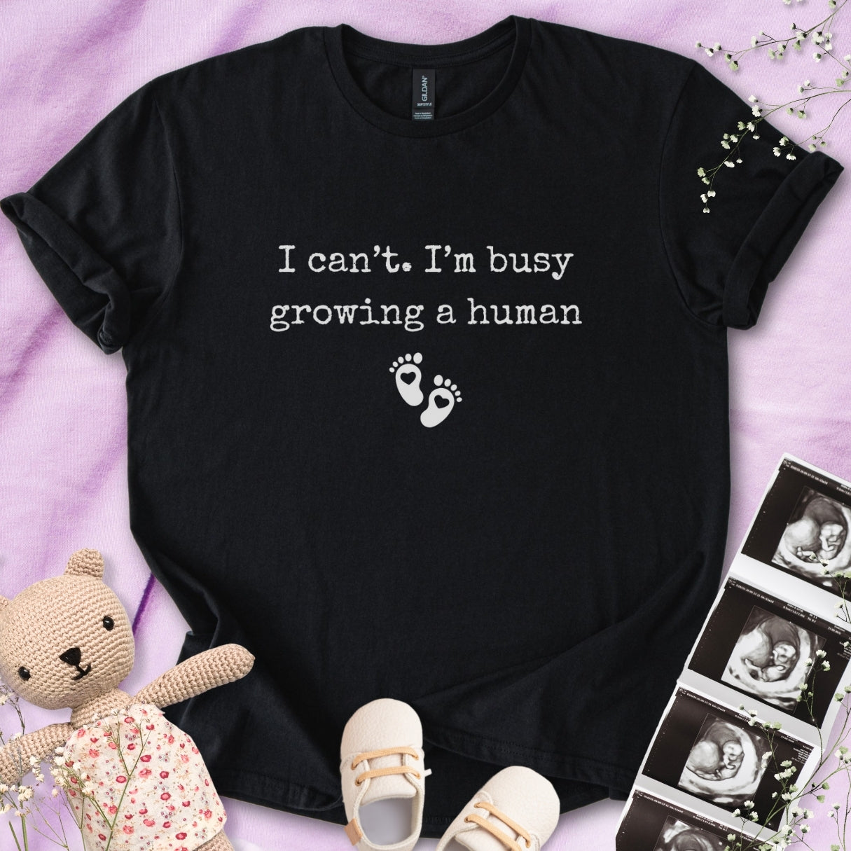 I Can't I'm Busy Growing A Human Minimalistic Tee
