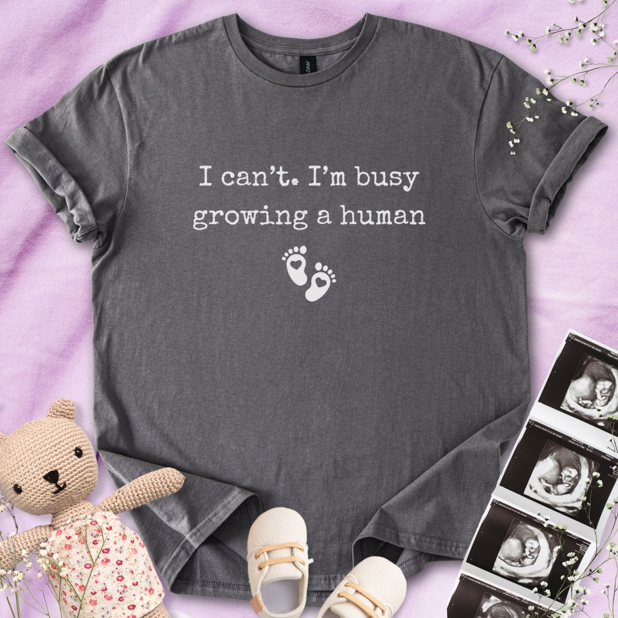I Can't I'm Busy Growing A Human Minimalistic Tee
