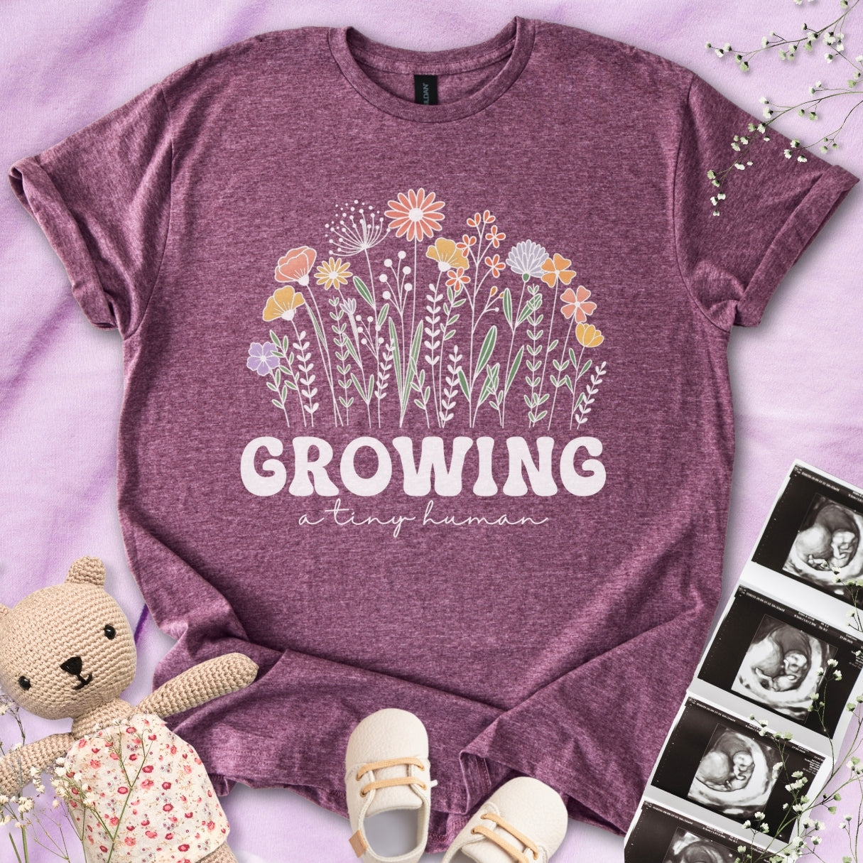 Growing A Tiny Human - Cute Pregnancy Tee