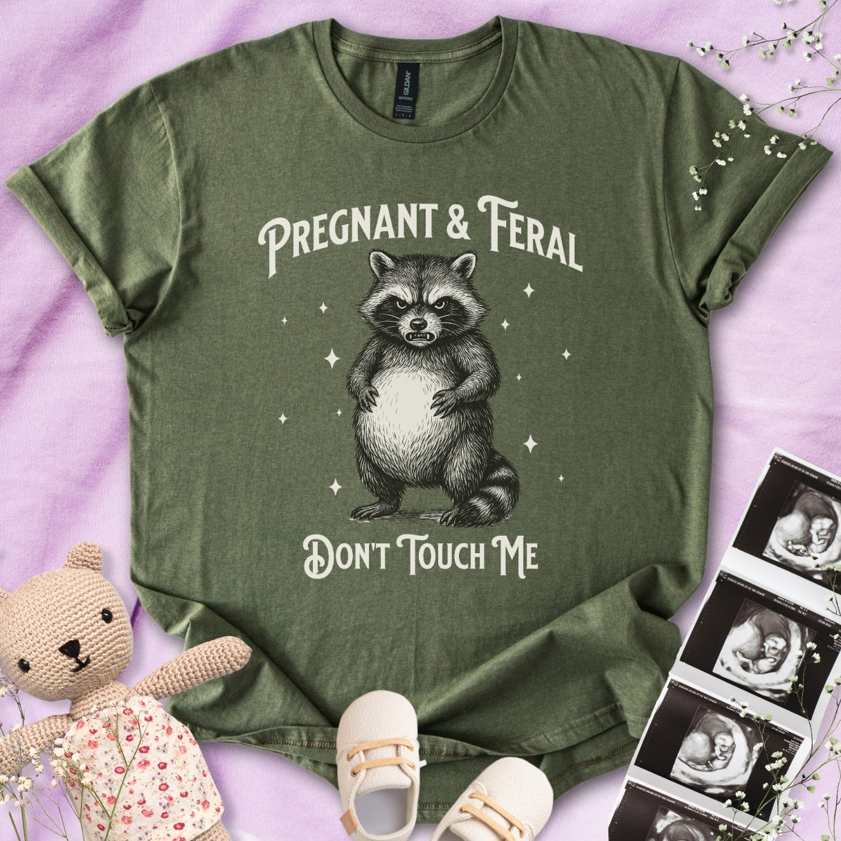 Pregnant & Feral - Angry Raccoon Tee