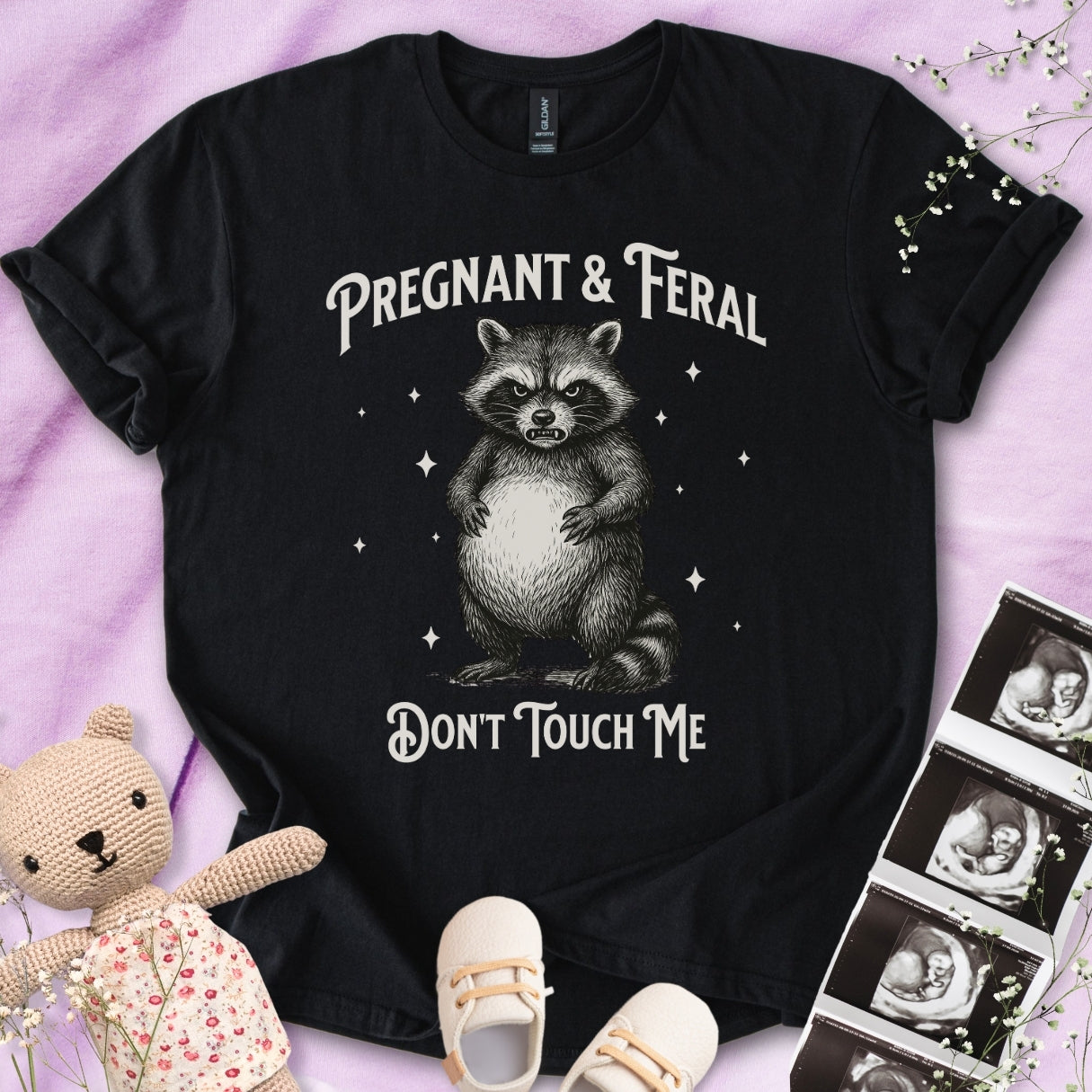 Pregnant & Feral - Angry Raccoon Tee