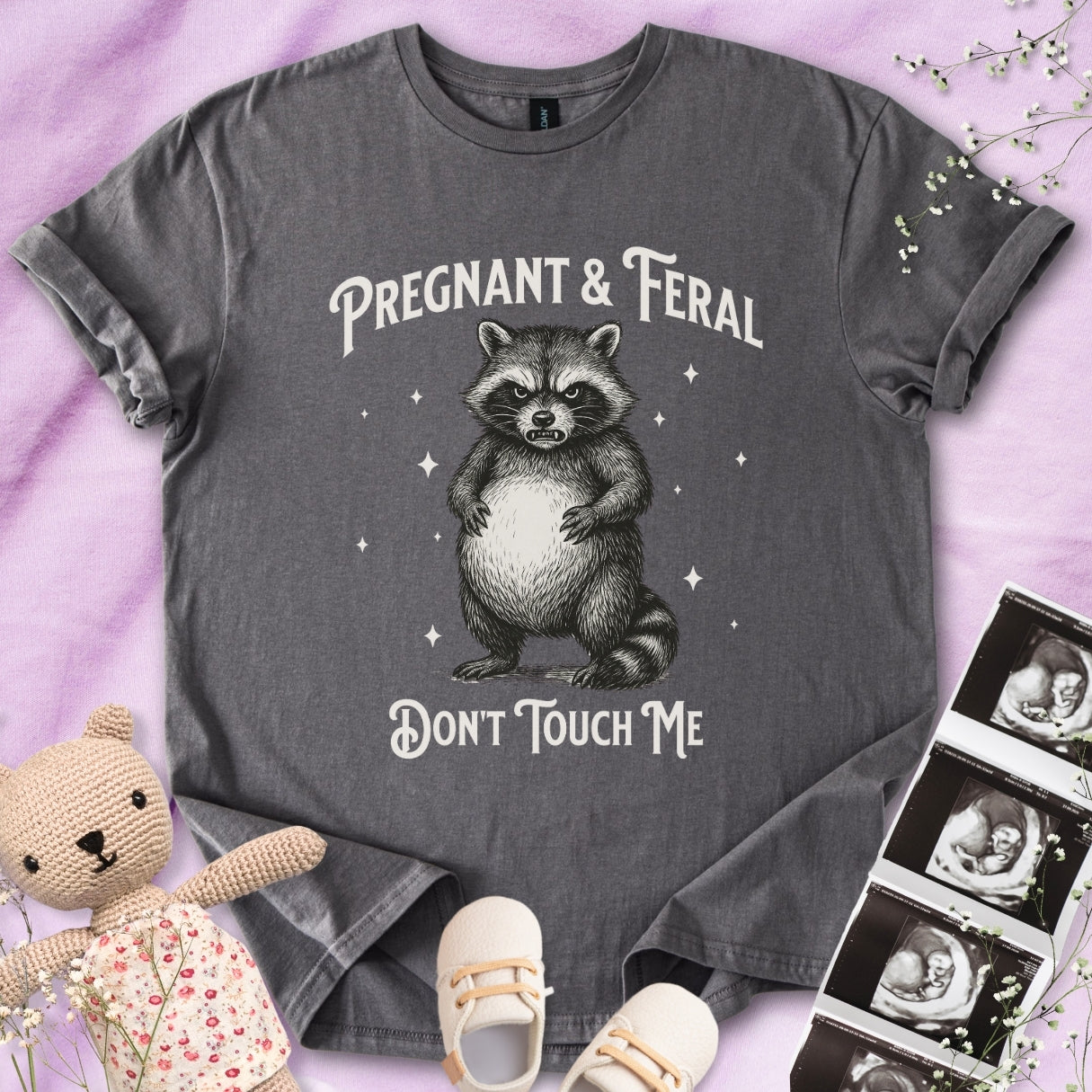 Pregnant & Feral - Angry Raccoon Tee