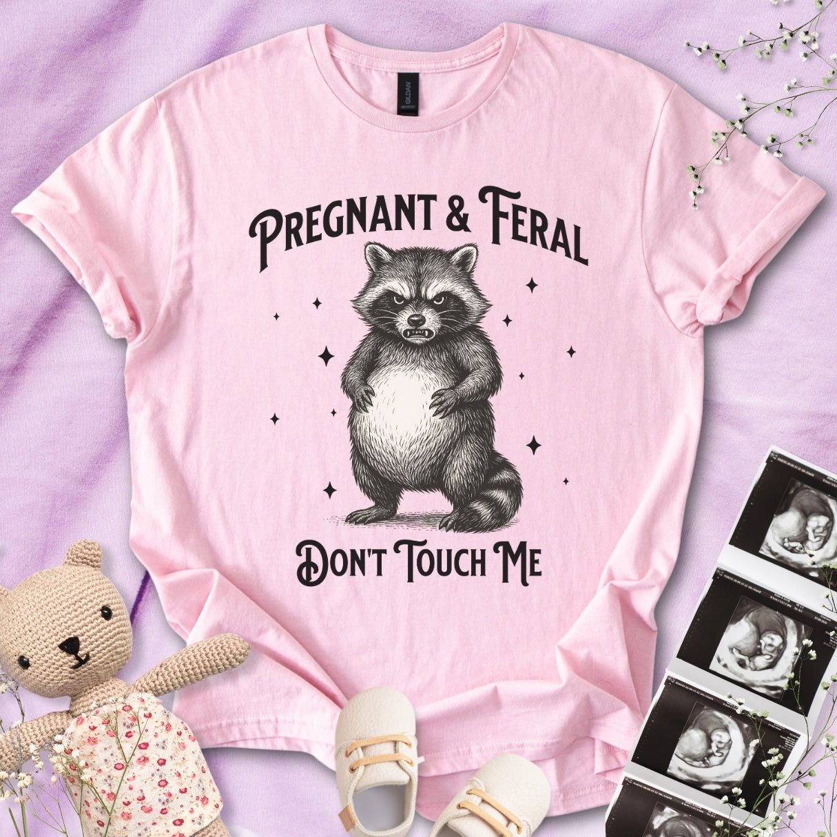 Pregnant & Feral - Angry Raccoon Tee