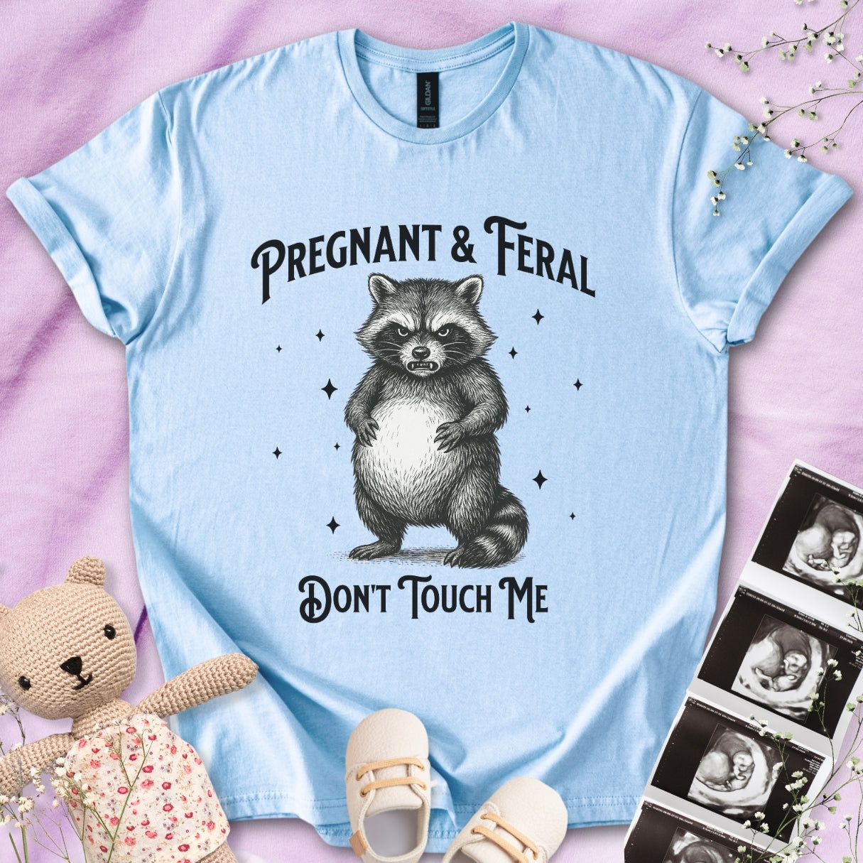 Pregnant & Feral - Angry Raccoon Tee