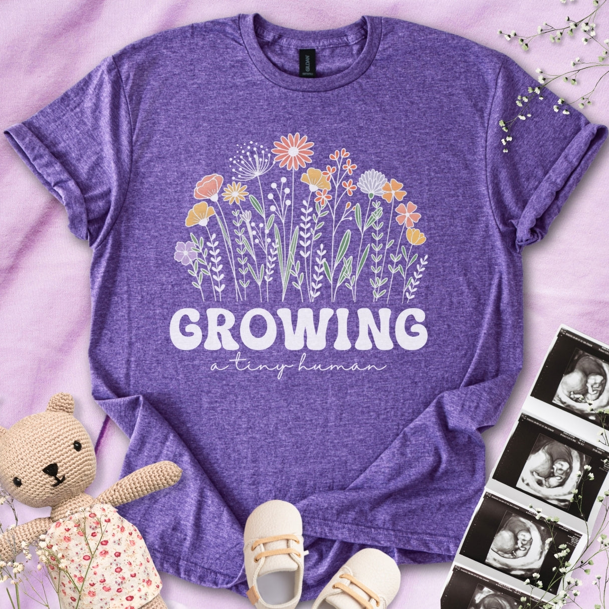 Growing A Tiny Human - Cute Pregnancy Tee