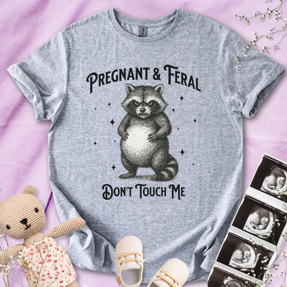 Pregnant & Feral - Angry Raccoon Tee