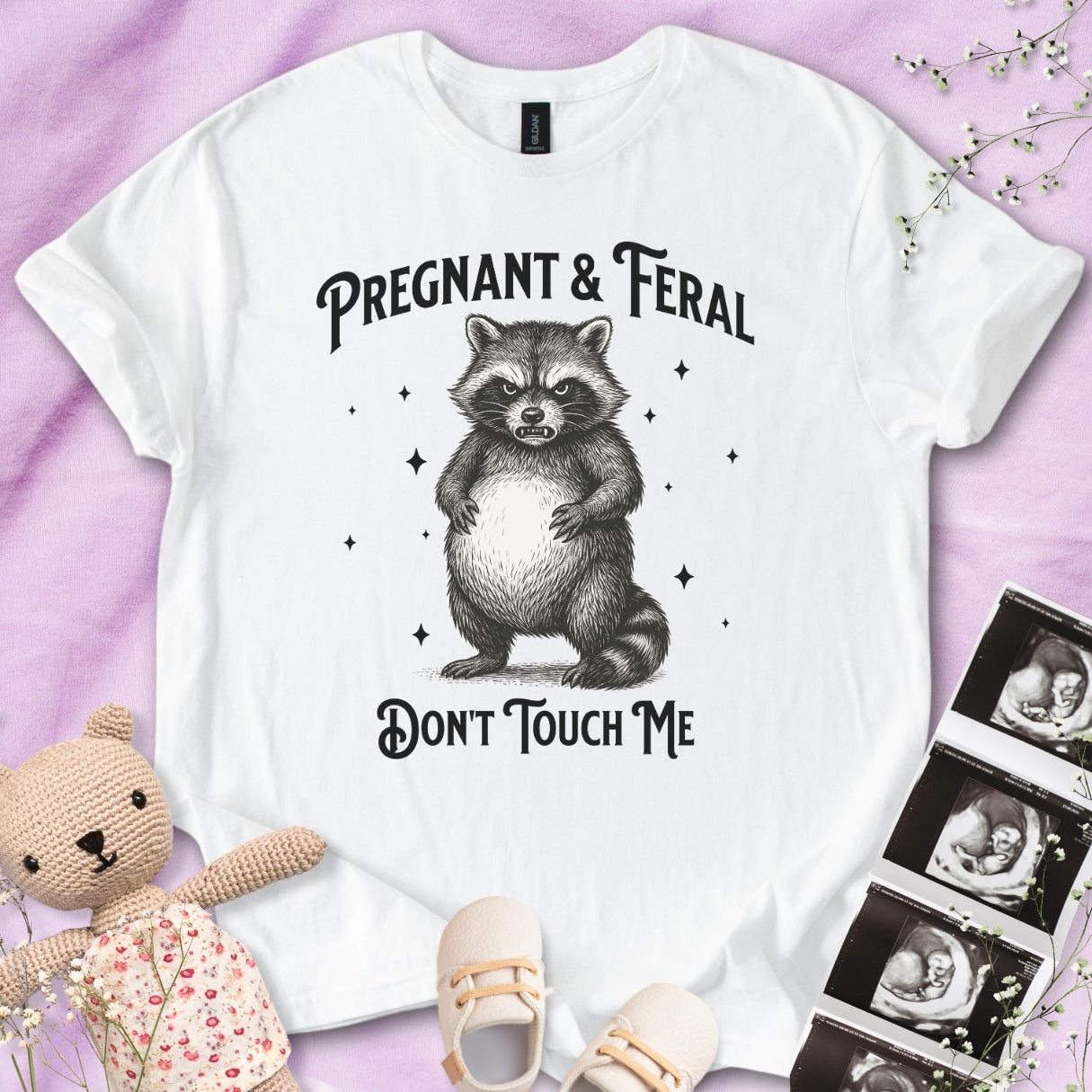 Pregnant & Feral - Angry Raccoon Tee