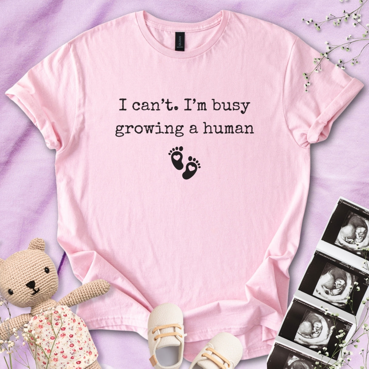 I Can't I'm Busy Growing A Human Minimalistic Tee