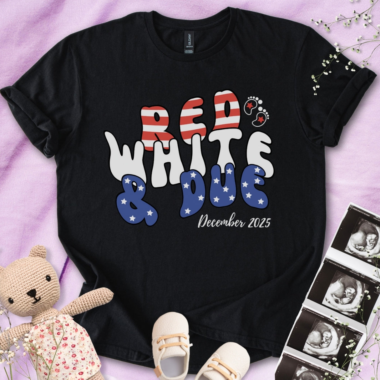 Red, White & Due with Date Tee