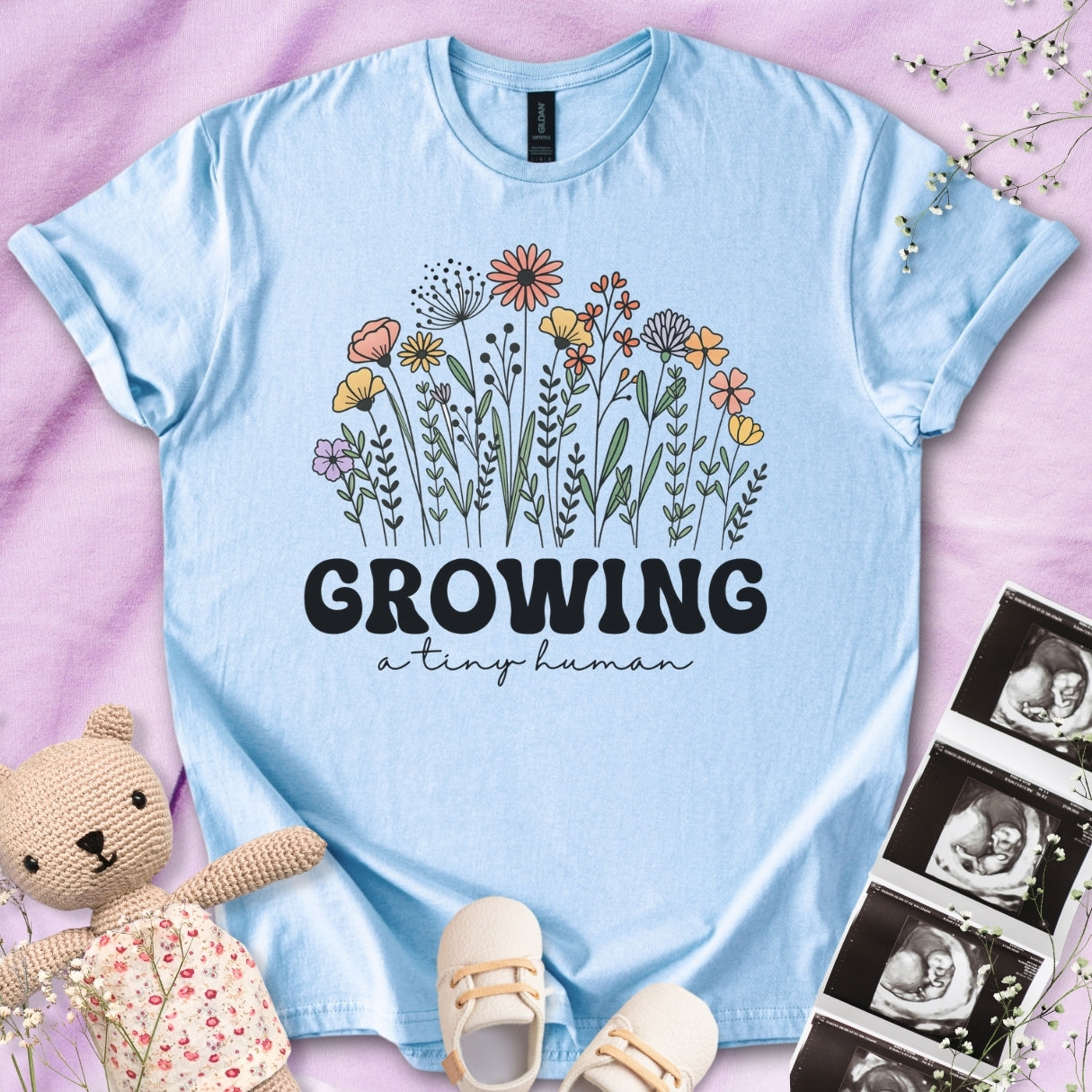 Growing A Tiny Human - Cute Pregnancy Tee