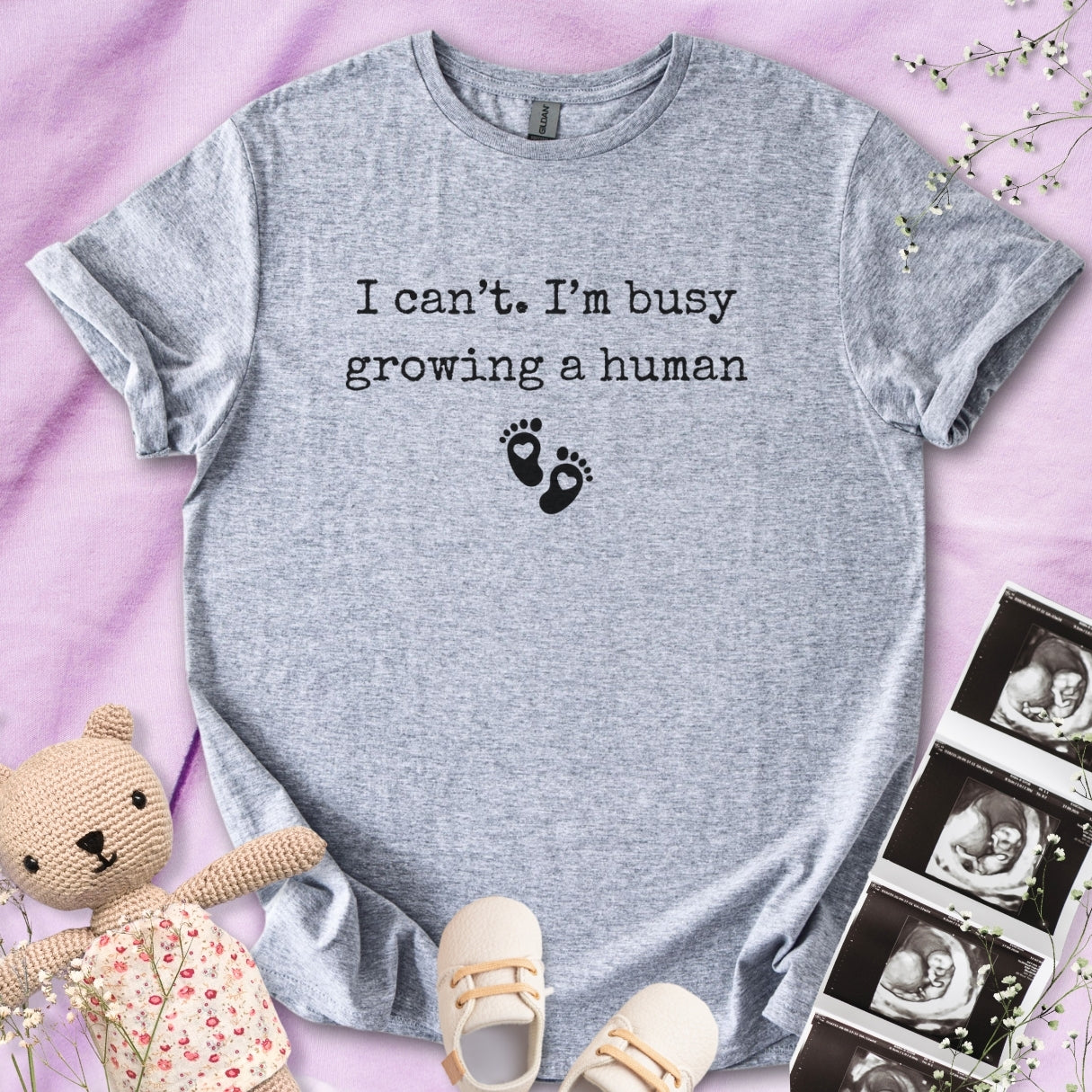 I Can't I'm Busy Growing A Human Minimalistic Tee
