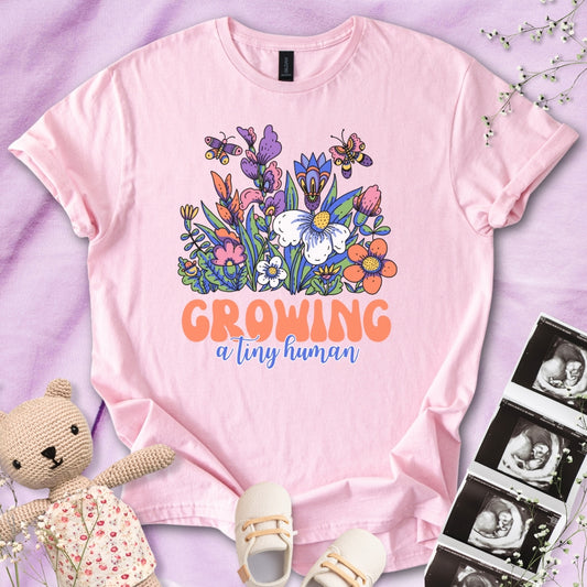 Growing A Tiny Human - Colorful Floral Tee