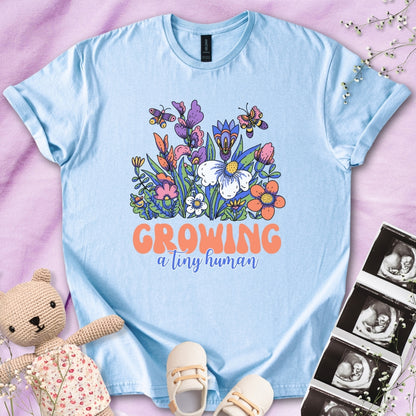 Growing A Tiny Human - Colorful Floral Tee